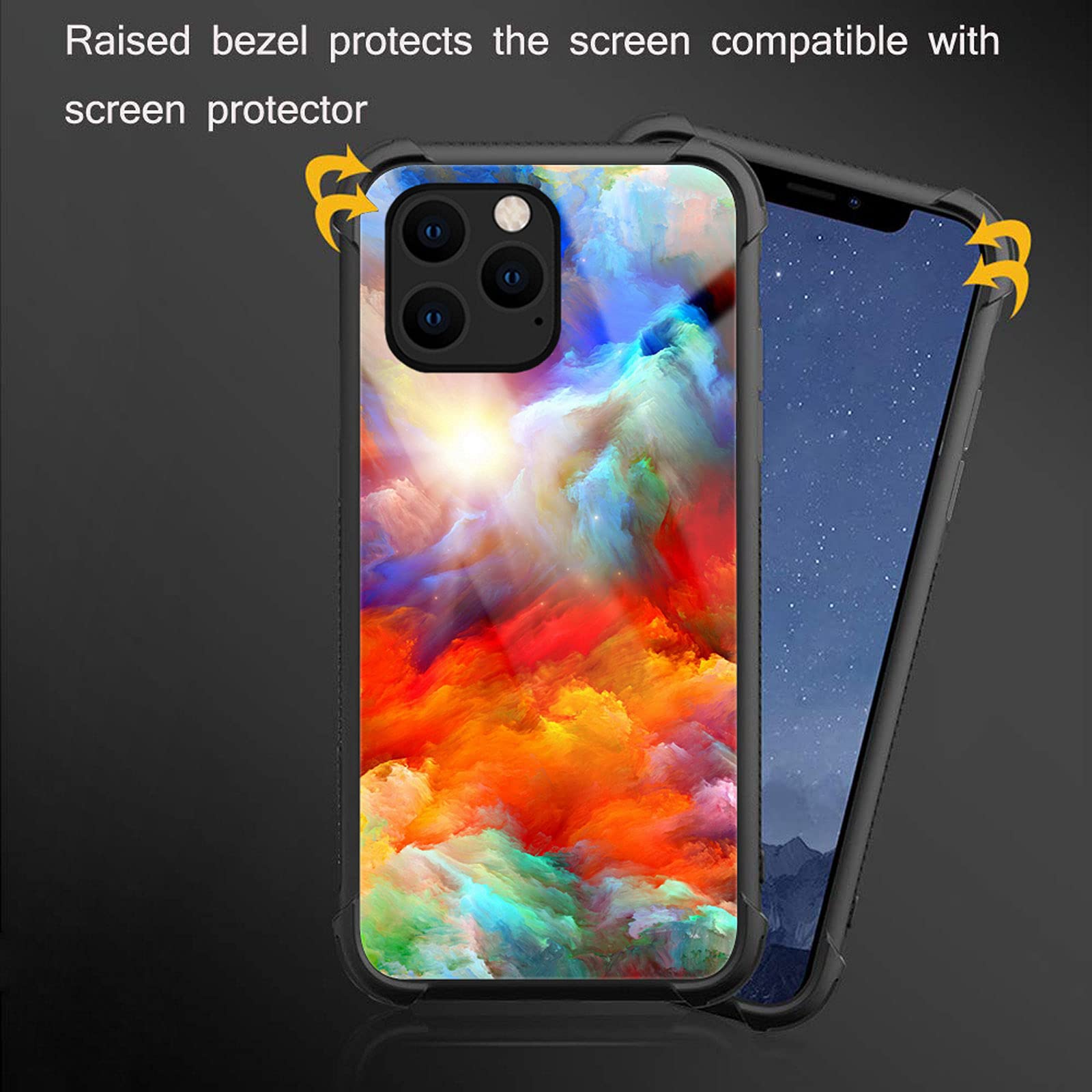 CARLOCA iPhone 13 Pro Case Shockproof Anti-Scratch Hard Acrylic Colorful Unreal Clouds Cool Graphic Design