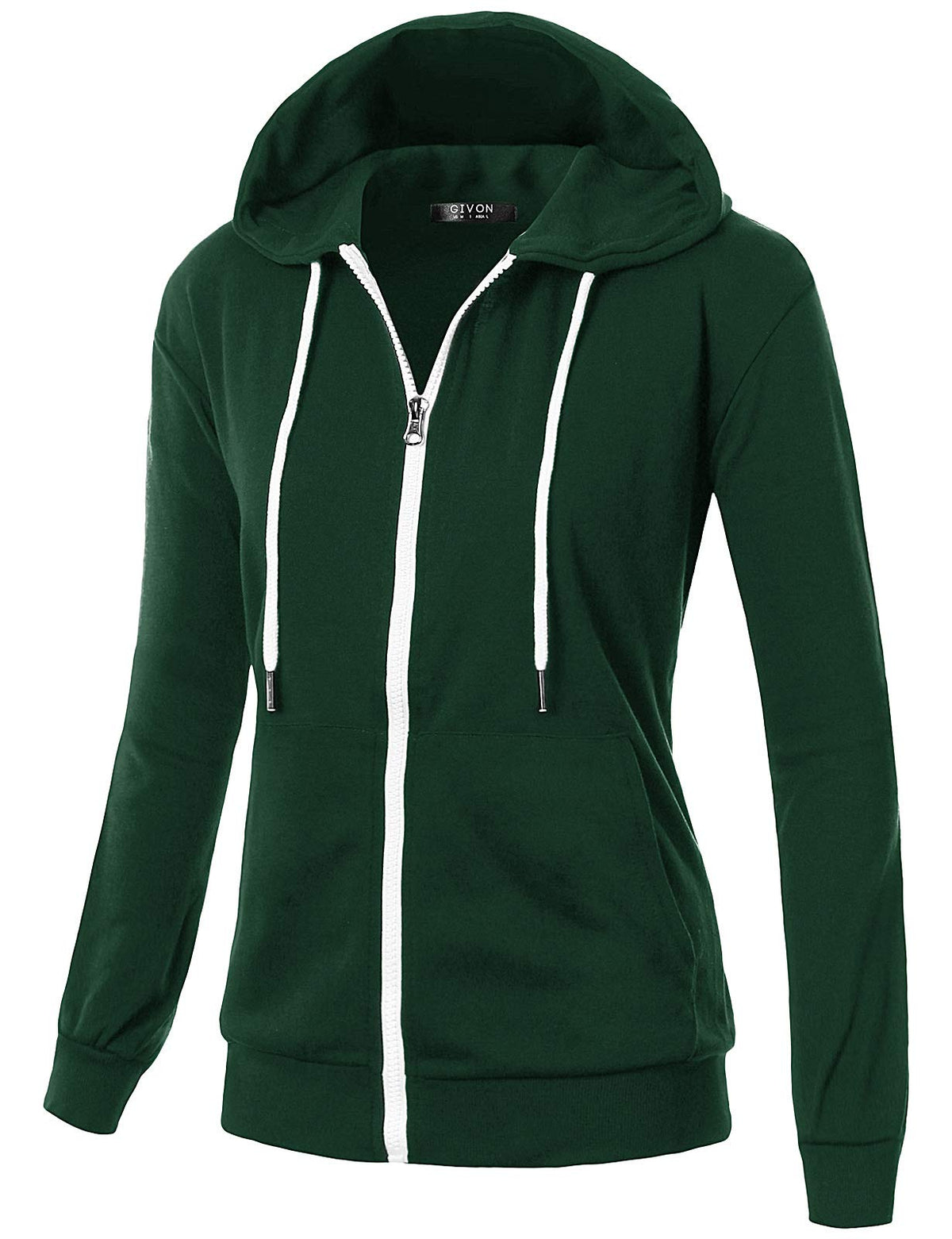 Givon Basic Lightweight Zip Up Hoodie Long Sleeve Thin Jacket For Women With Plus Size  Dcf200 Green Xs