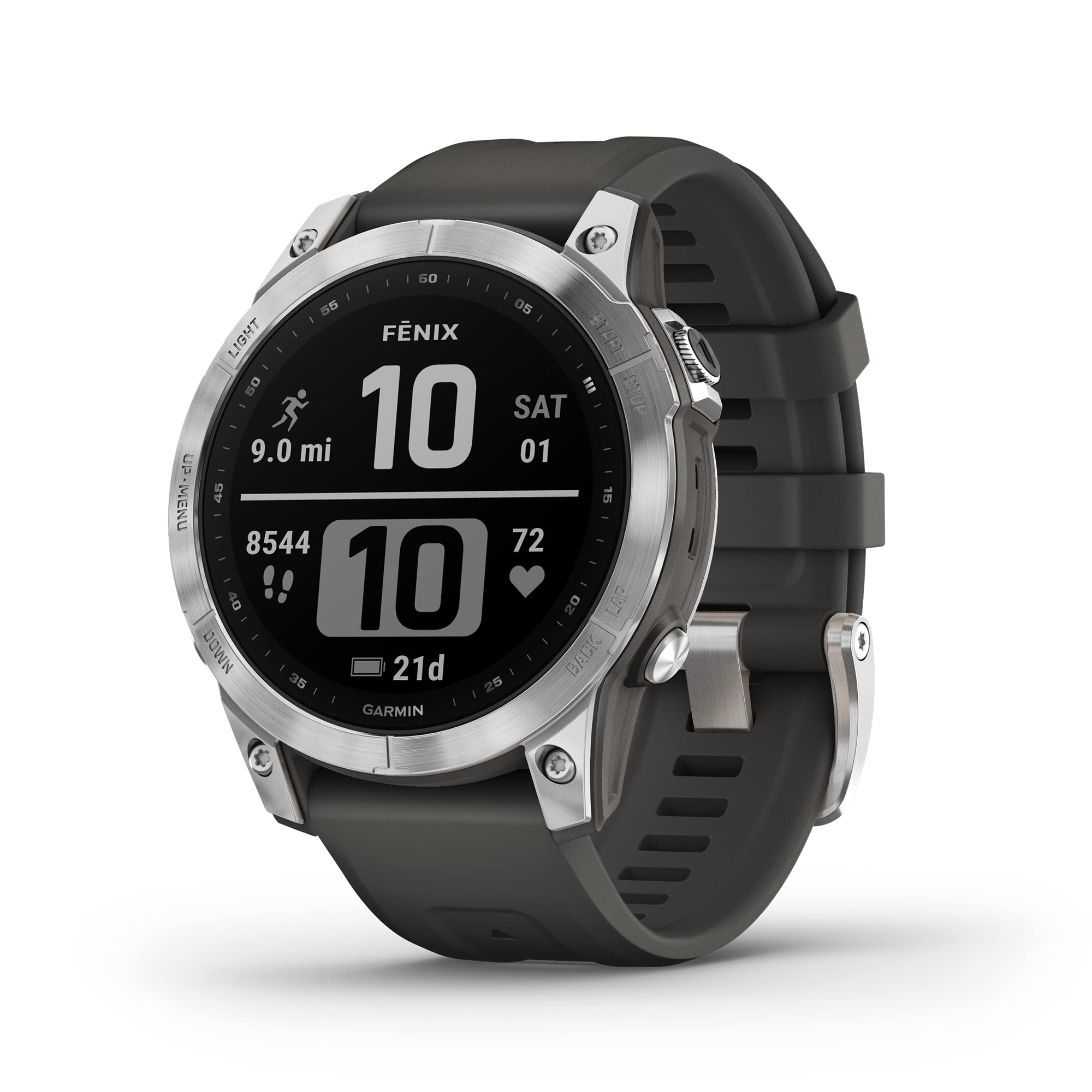 Garmin Fenix 7, Adventure Smartwatch, Rugged Outdoor Watch With Gps, Touchscreen, Health And Wellness Features, Silver With Grap