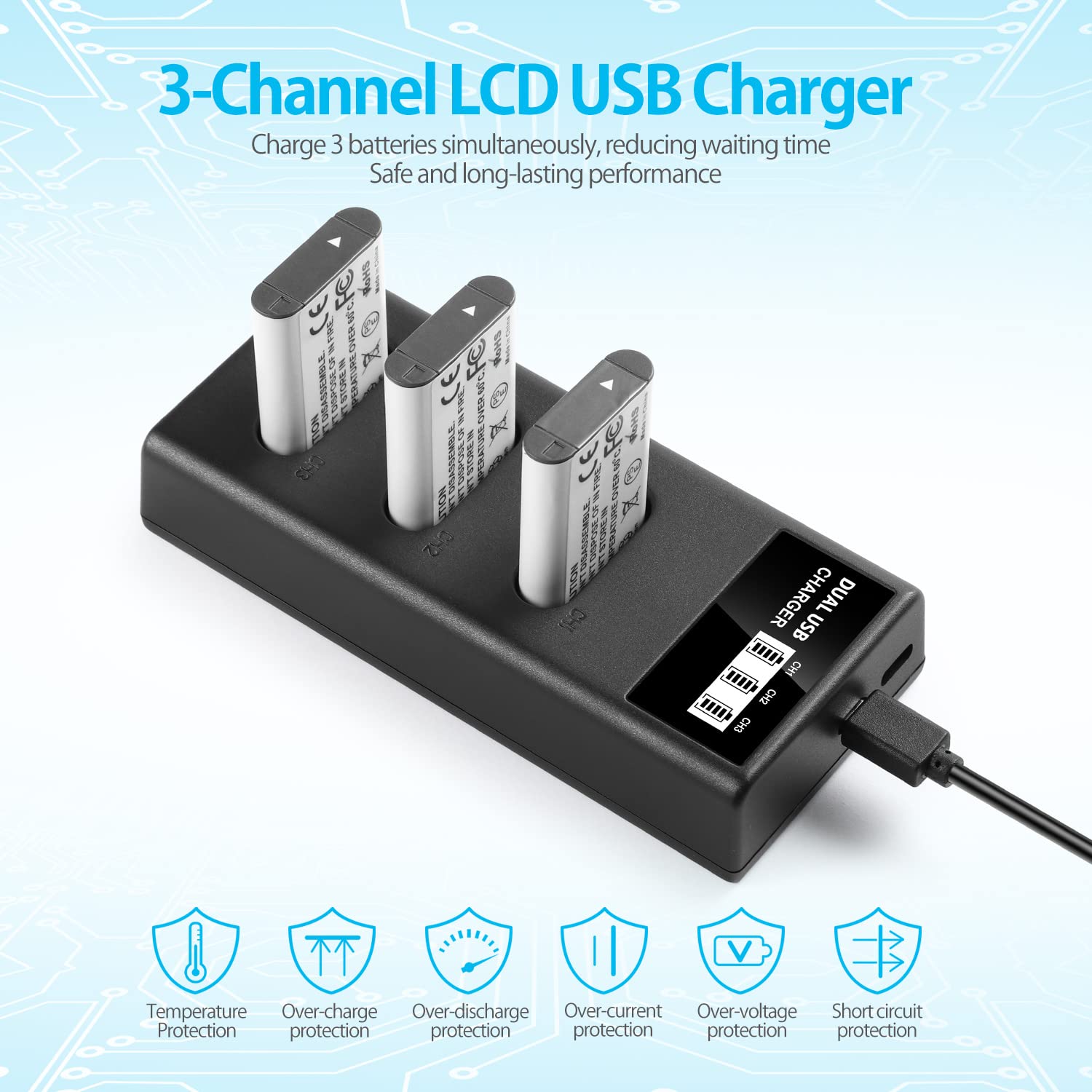 Enegon Np Bx1 Battery 3 Pack + Smart Lcd Triple Charger, High Capacity 1300Mah, Compatible With Sony Zv 1, Dsc Rx100 Series (I,