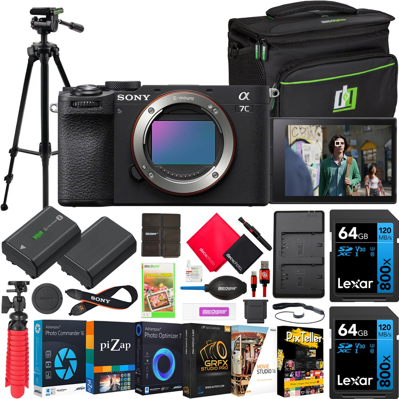 Sony A7C Ii Full Frame Mirrorless Interchangeable Lens Camera | Official Sony Usa Partner Model | Body Black Ilce 7Cm2/B Bundle