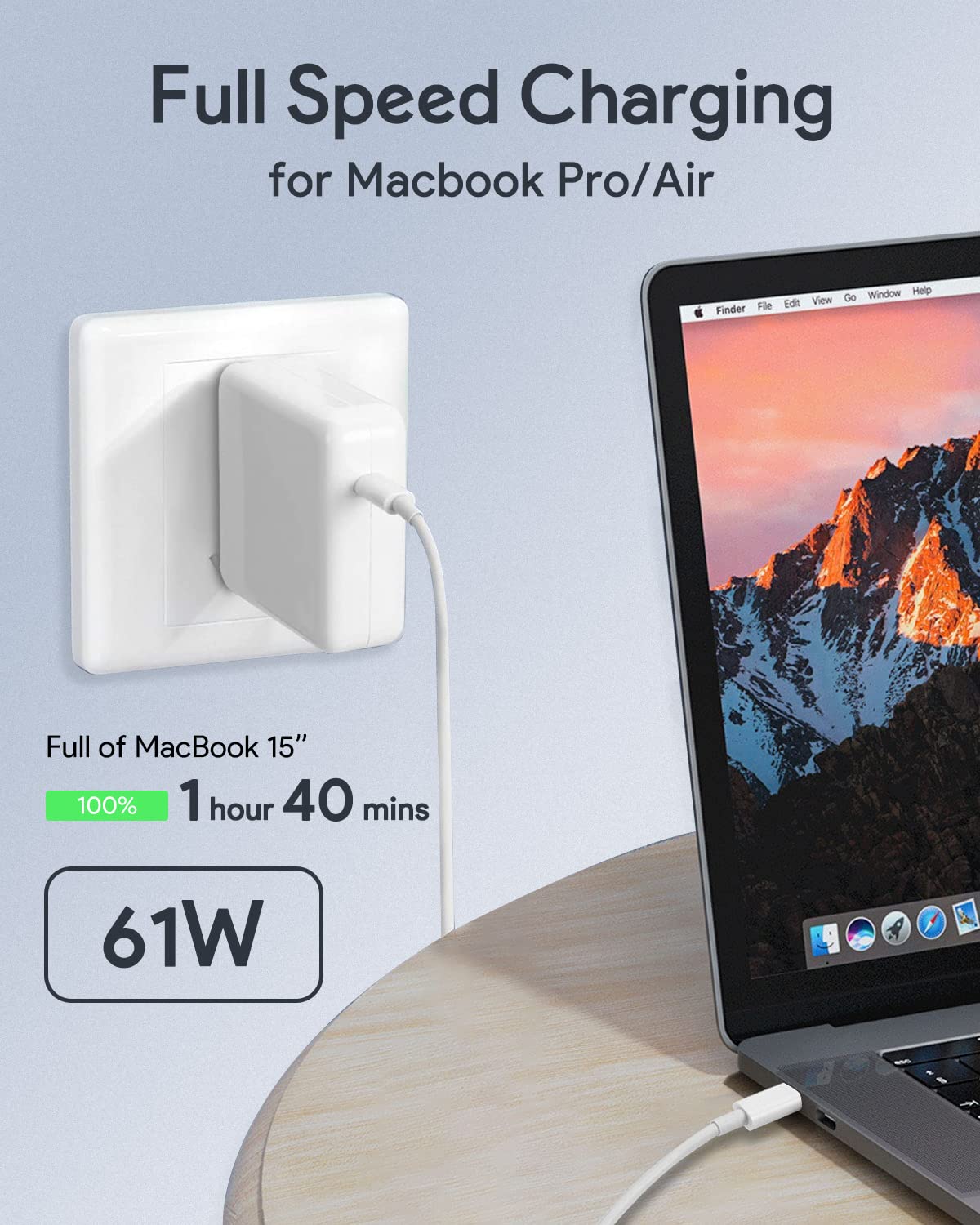 Parenia Mac Book Pro Charger   61W Usb C Power Adapter Compatible With Macbook Pro 13 Inch 2016 2021, Macbook Air 13Inch 2018 20