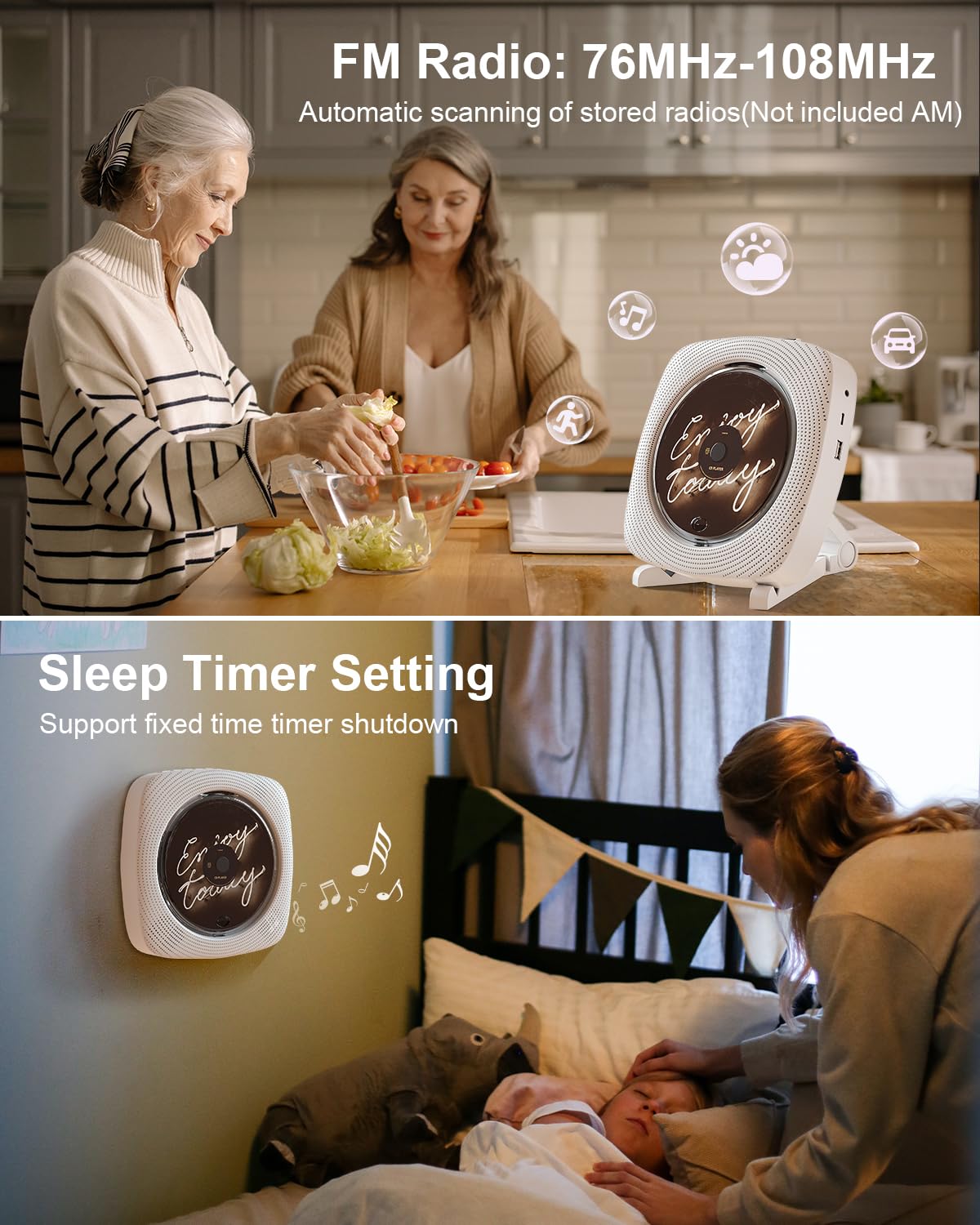 Portable Cd Player With Speakers Rechargeable, Boombox Cd Player For Home And Car, Fm Radio, Usb And Aux Ports, Remote Control,