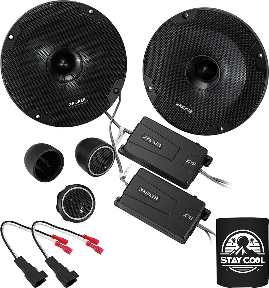 KICKER Speakers 6.5 inch for Ford Maverick 2021-2024 Upgrade Kit - Pair of CS Series with Harness, Component 6 1/2 Car Audio Fro