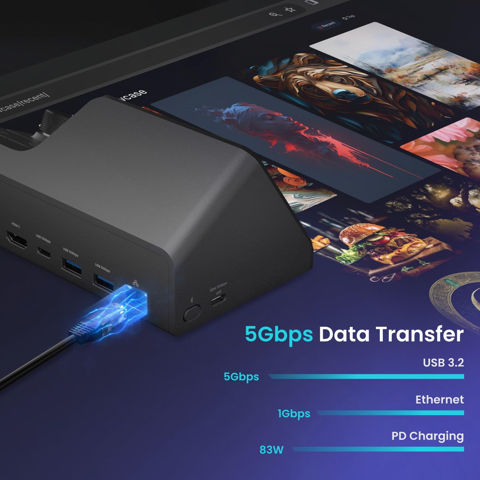 Hidock H1E: 8 In 1 Usb C Docking Station With 4K Hdmi Monitor, Ai Voice Recorder, Transcription And Summary Features, 1Gbps Ethe