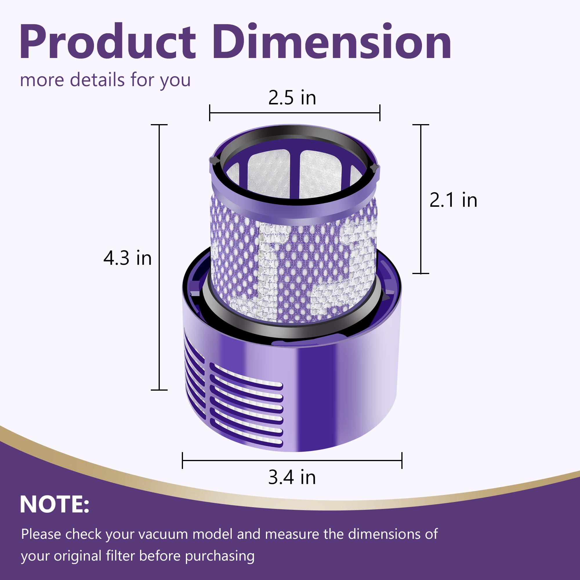 Funmit V10 Filters Replacement For Dyson V10 Cyclone Series, V10 Absolute, V10 Animal, V10 Total Clean, V10 Motorhead, Sv12 Vacu