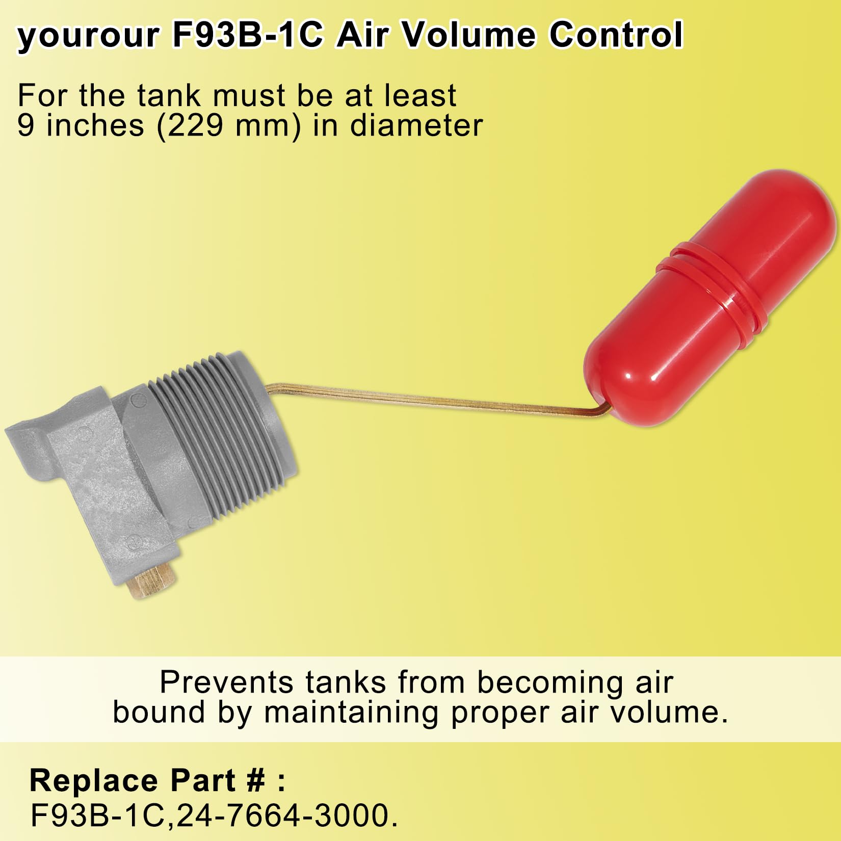 Replacement For F93B 1C Air Volume Controls For Deep Wells, Water Tank System 1 1/4 In Mnpt, 1/4 In Ptf Sae,Model 148113