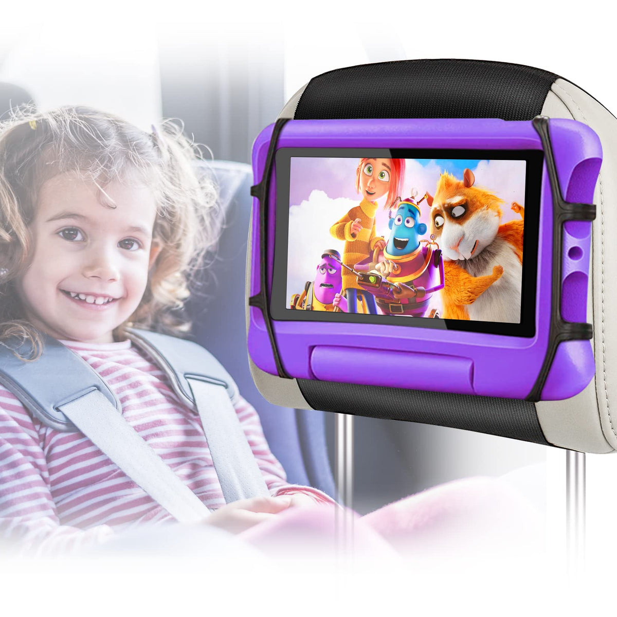 Lpoake Upgraded Car Headrest Mount Holder, Tablet Holder For Car Back Seat, Tablet Mount For Kids Fits All 7 12.9'' Tablets