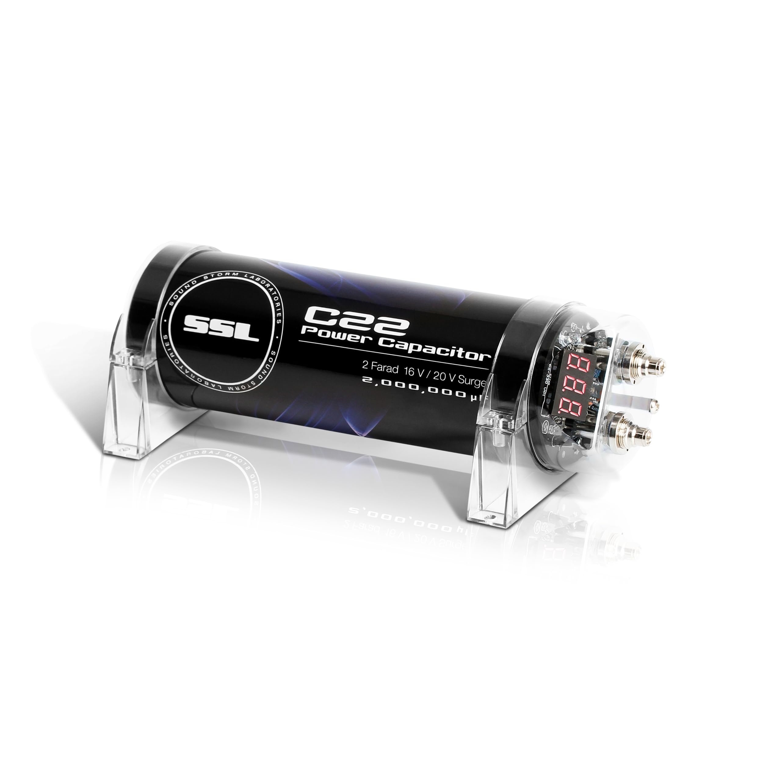 Sound Storm Laboratories C22 Car Audio Capacitor   2 Farad, Energy Storage, Enhance Bass From Stereo, For Amplifier And Subwoofe
