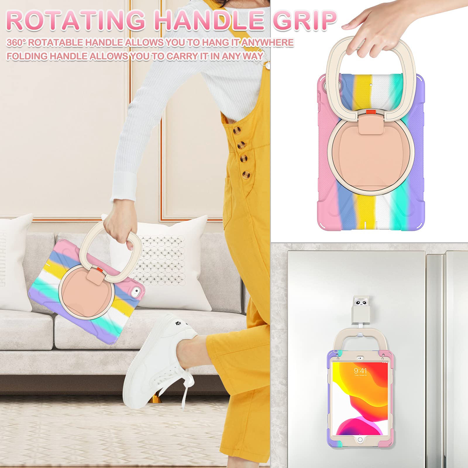 Batyue Ipad Mini 5 Case   Ipad Mini 4 Case; Heavy Shockproof Drop Case With Pencil Holder/ 360 Swivel Stand/Shoulder Strap; Cove