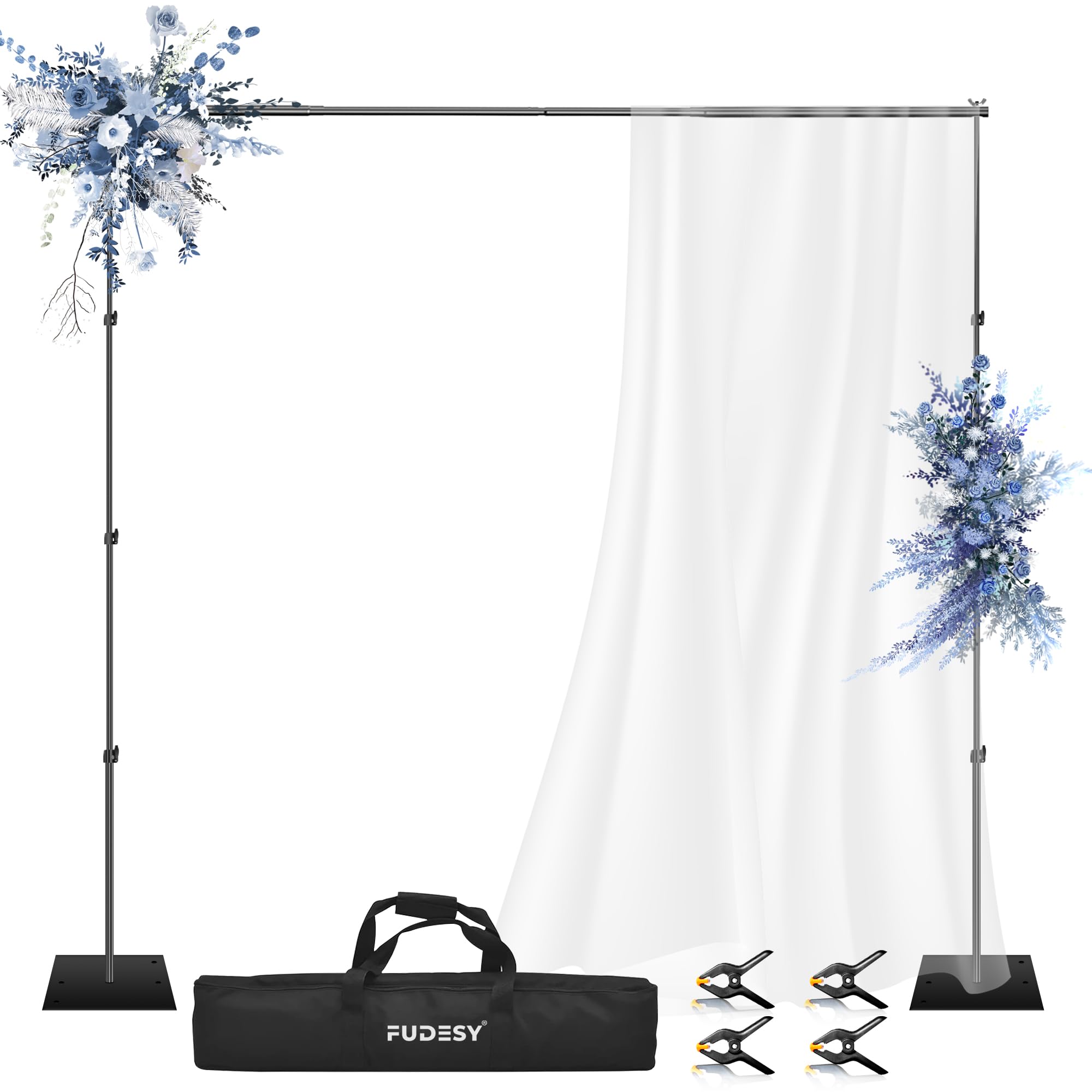 Fudesy Heavy Duty Backdrop Stand, 10X10Ft Adjustable Photo Background Stand Support System Kit With Steel Base, Pipe And Drape P