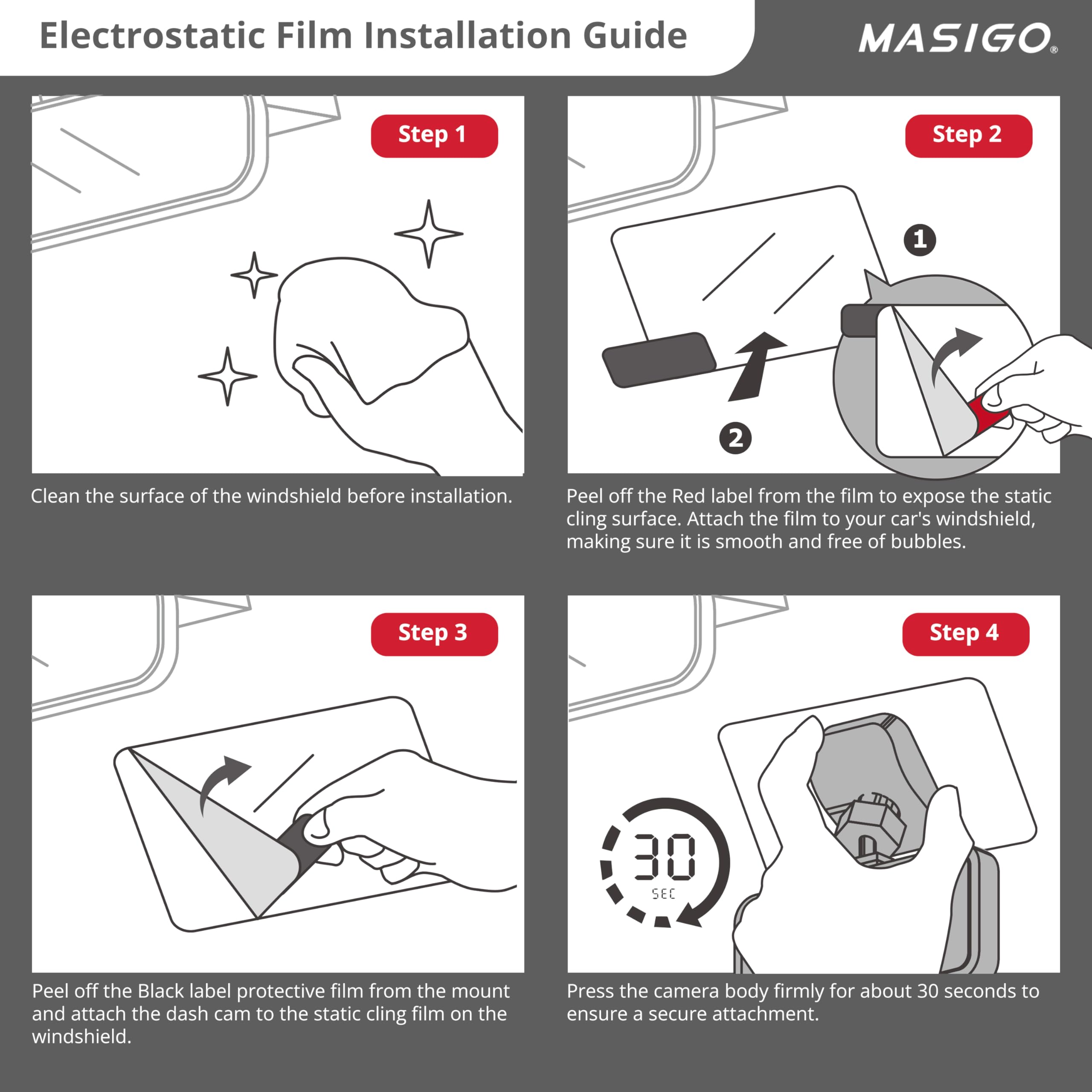 3M Vhb Double Sided Sticker Adhesive Pad And Car Windshield Electrostatic Film For Mounting Dash Cam