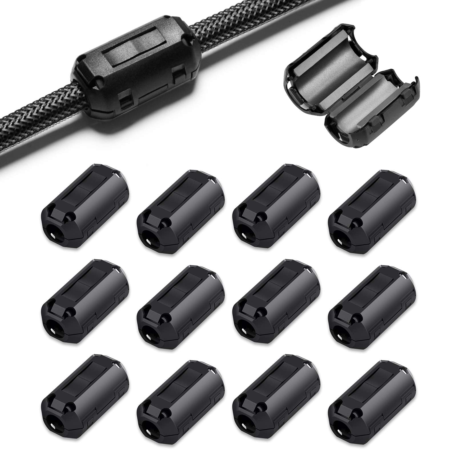 Cable With Rfi Filter Emi Rfi Noise Filter Cable Ring, Roctee 12 Pcs Ferrite Choke Snap On N ...