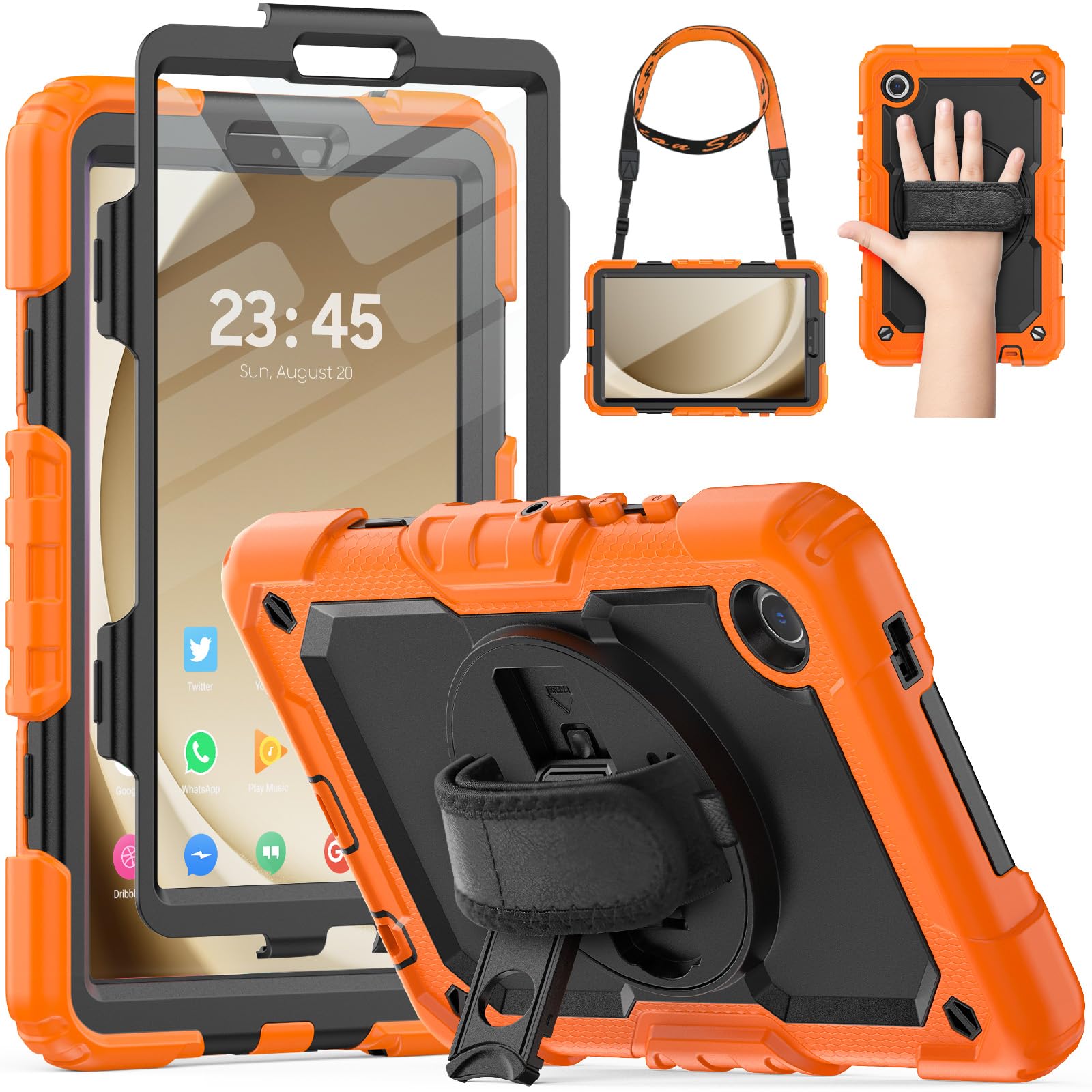 Hxcaseac Case For Samsung Galaxy Tab A9 Case 8.7 Inch, Full Body Protective With Screen Protector/Hand Strap/Pen Holder, Sturdy 