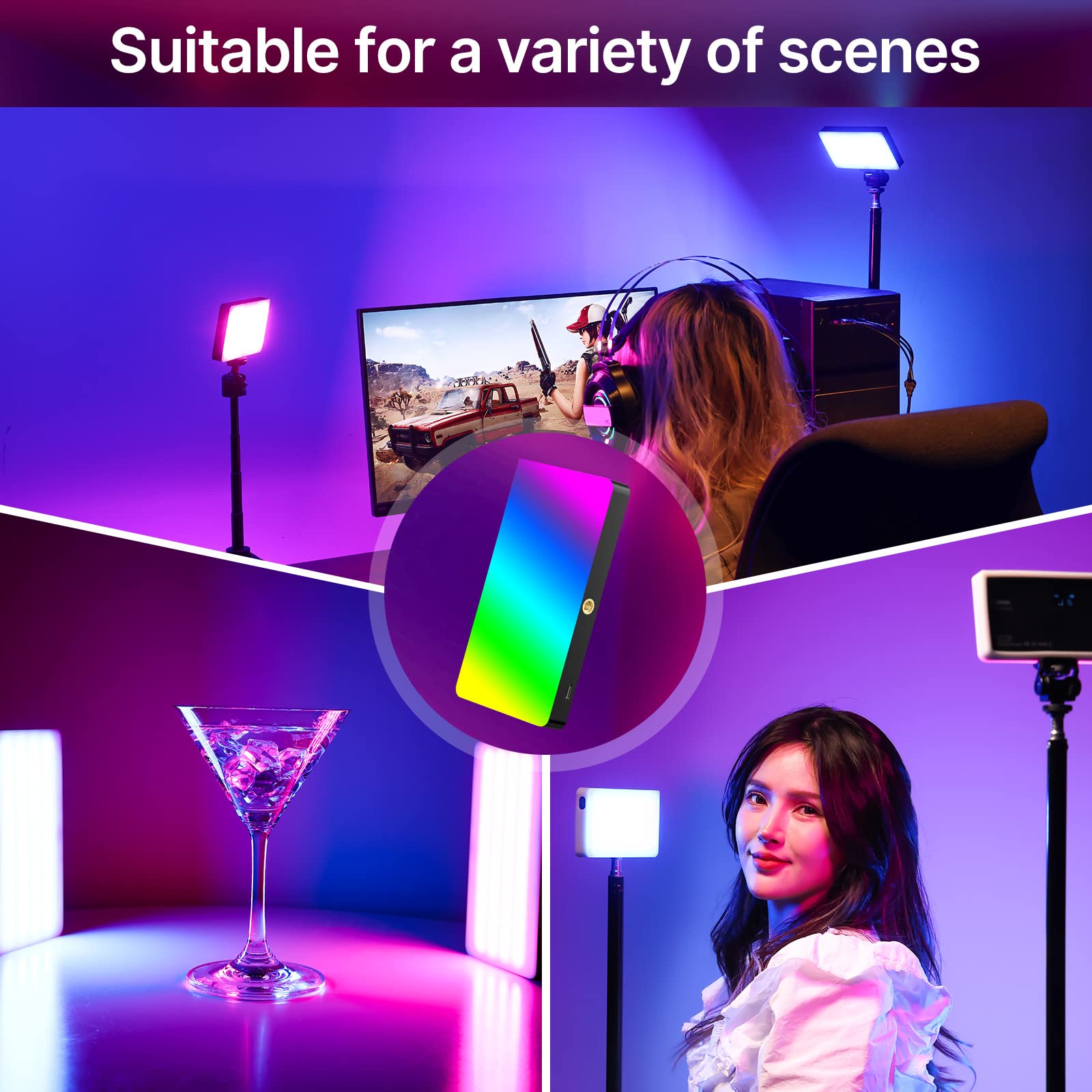 Ulanzi Pl 01 Rgb Video Light, Portable Rgb Camera Light With 4000Mah Battery, 360 Color 20 Light Effects, Cri=95 2500 9000K Led
