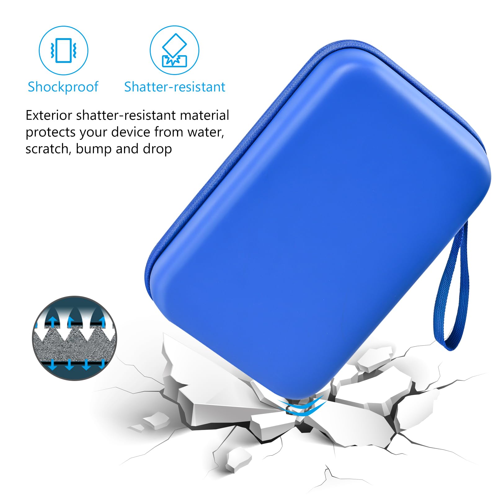 Procase Hard Travel Electronic Organizer Case For Macbook Power Adapter Chargers Cables Power Bank Apple Magic Mouse Apple Pencil Usb Flash Disk Sd Card Small Portable Accessories Bag  L, Blue