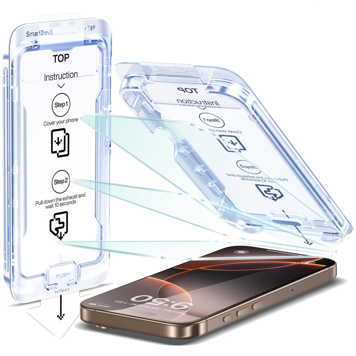 Smartdevil 3 Pack Screen Protector For Iphone 16 Pro Max (6.9 Inch) Tempered Glass, Hd Clear Film, Easy Installation, Dust-Free 