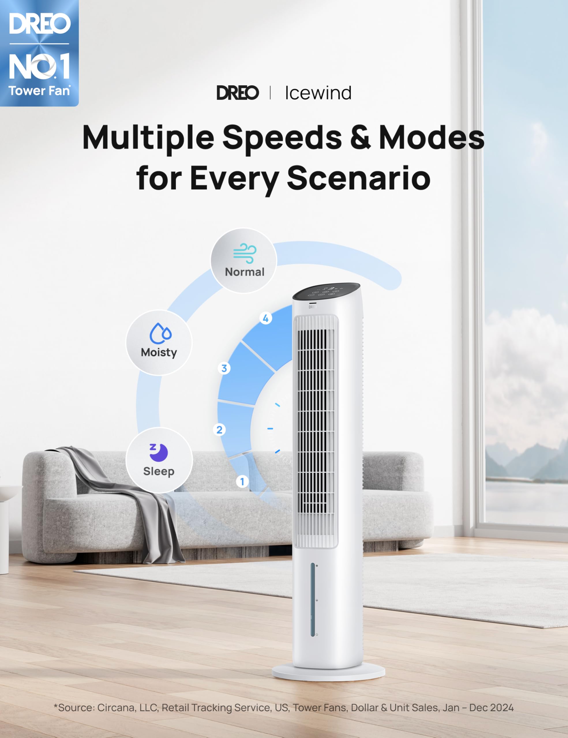 Dreo Evaporative Air Swamp Cooler, 40    Standing Fans That Blow Cold Air, 80 Oscillating Bladeless Cooling Fan For Bedroom, Rem