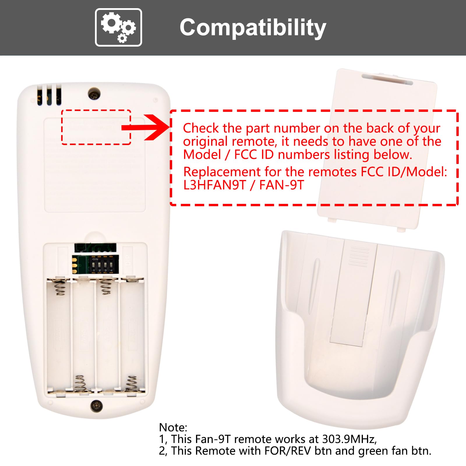 Cenming Thermostatic Replacement Remote For Hampton Bay Ceiling Fan Remote Control,With Reverse Timer 3 Speed, Lcd Display Temp,