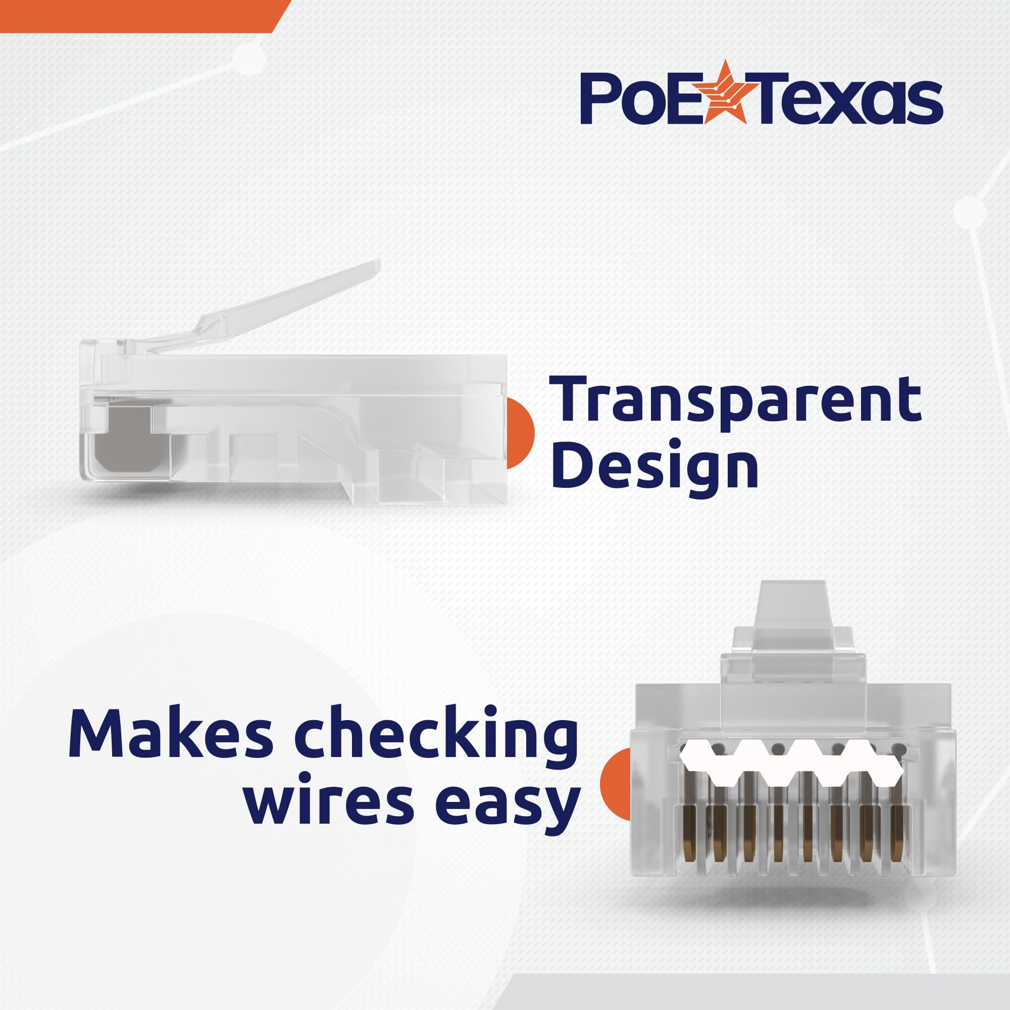 Poe Texas Rj45 Connectors Passthrough   100 Pack   Crimp Style Network Cable Ethernet Connector Rj45 Ends For Cat 6 Rj45 Pass Through Connector Jack