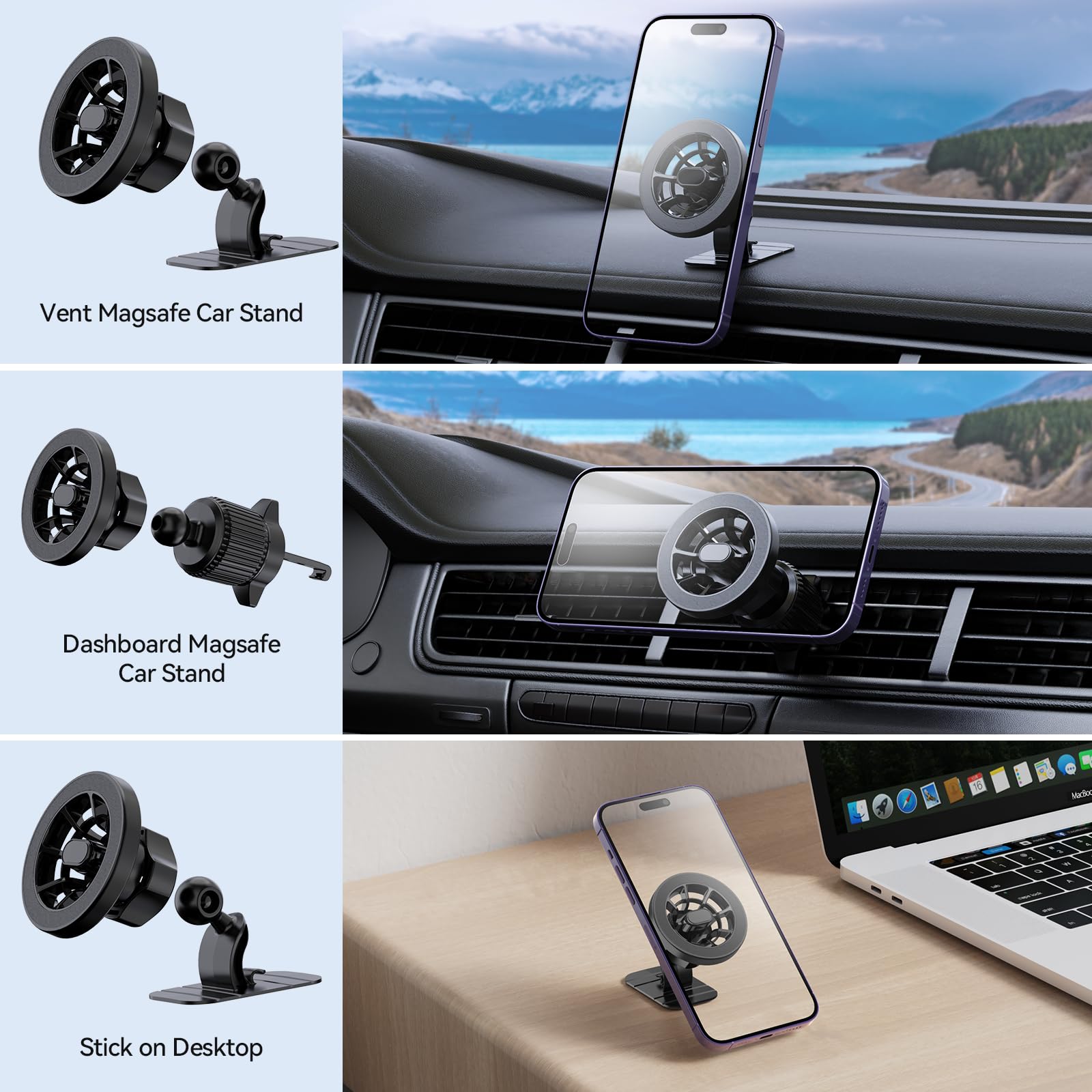 For Magsafe Car Mount, [Strong Magnets] Magnetic Phone Holder For Car Phone Holder Mount Dash Vent [360 Rotation]Iphone Car Moun