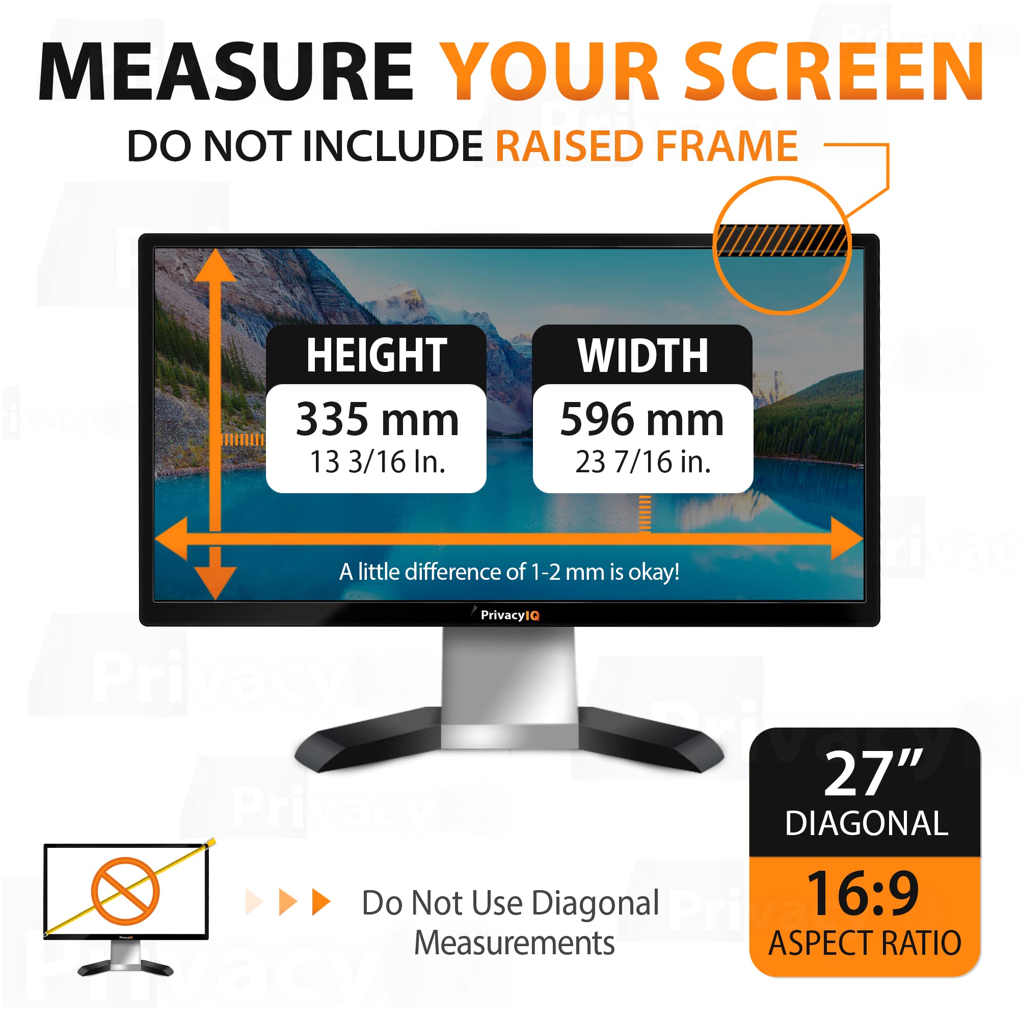 Privacy Iq 27'' Inch 16:9 (2 Pack) Monitor Privacy Screen Filter For 60 Degree Privacy, Advanced Anti Glare, Uv Light Reduction