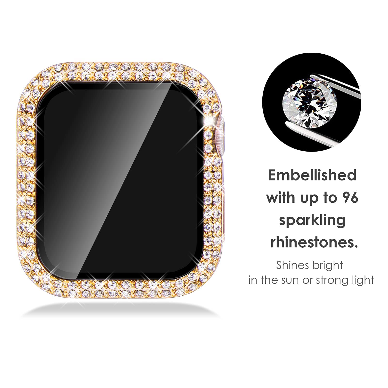 Kades Compatible For Bling Apple Watch Protective Case With Built In Screen Protector For Apple Watch 38Mm Iwatch Series 3 2 1 (
