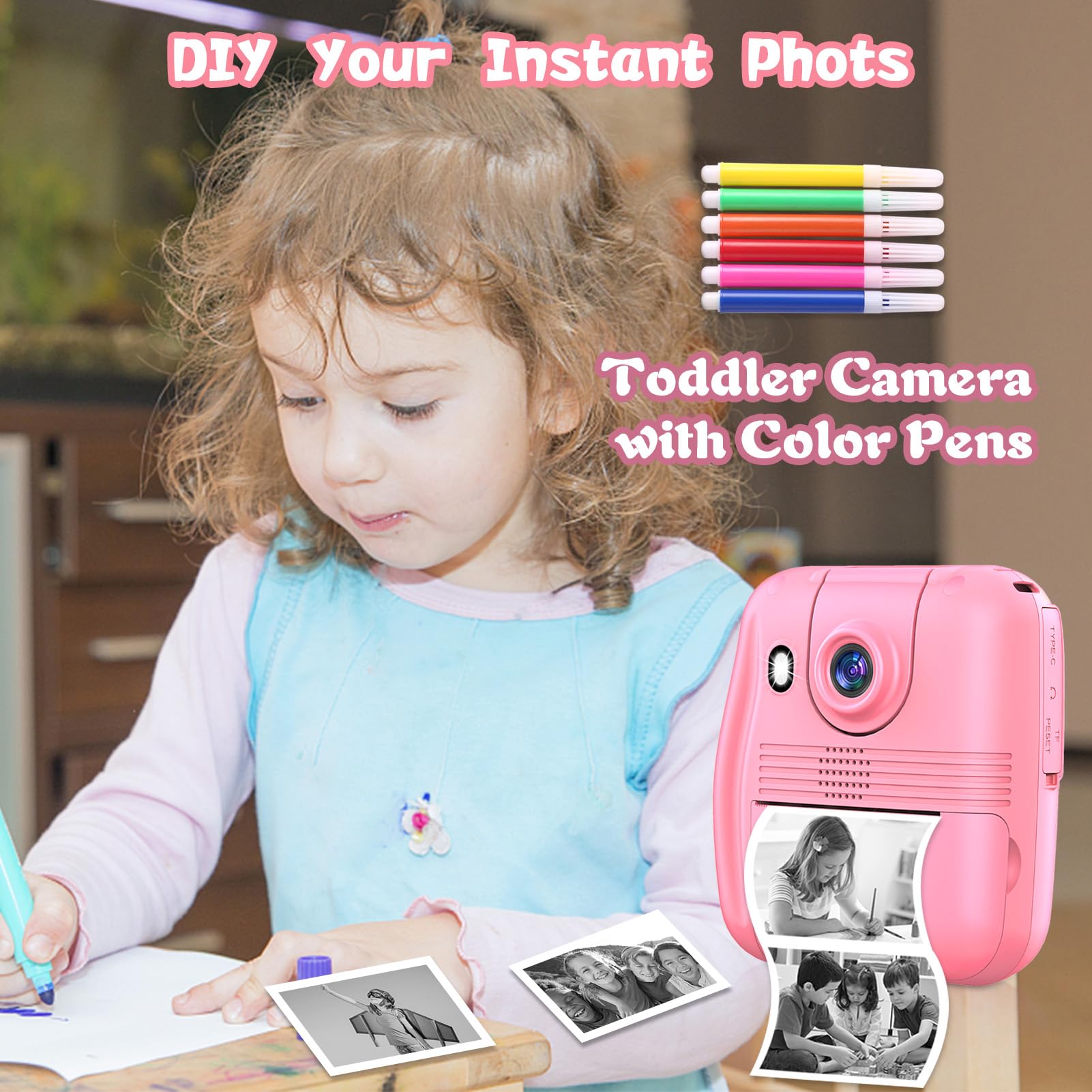 Kids Camera Instant Print Christmas Birthday Gifts For 3 4 5 6 7 8 9 Year Old Girls Boys,Digital Camera For Toddler,Toys For Kid
