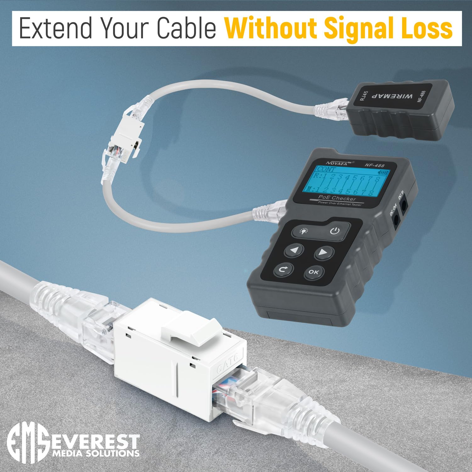 Everest Media Solutions Rj45 Cat6 Keystone Coupler In White   48 Pack   Female To Female Ethernet Keystone Jack For Standard Wal