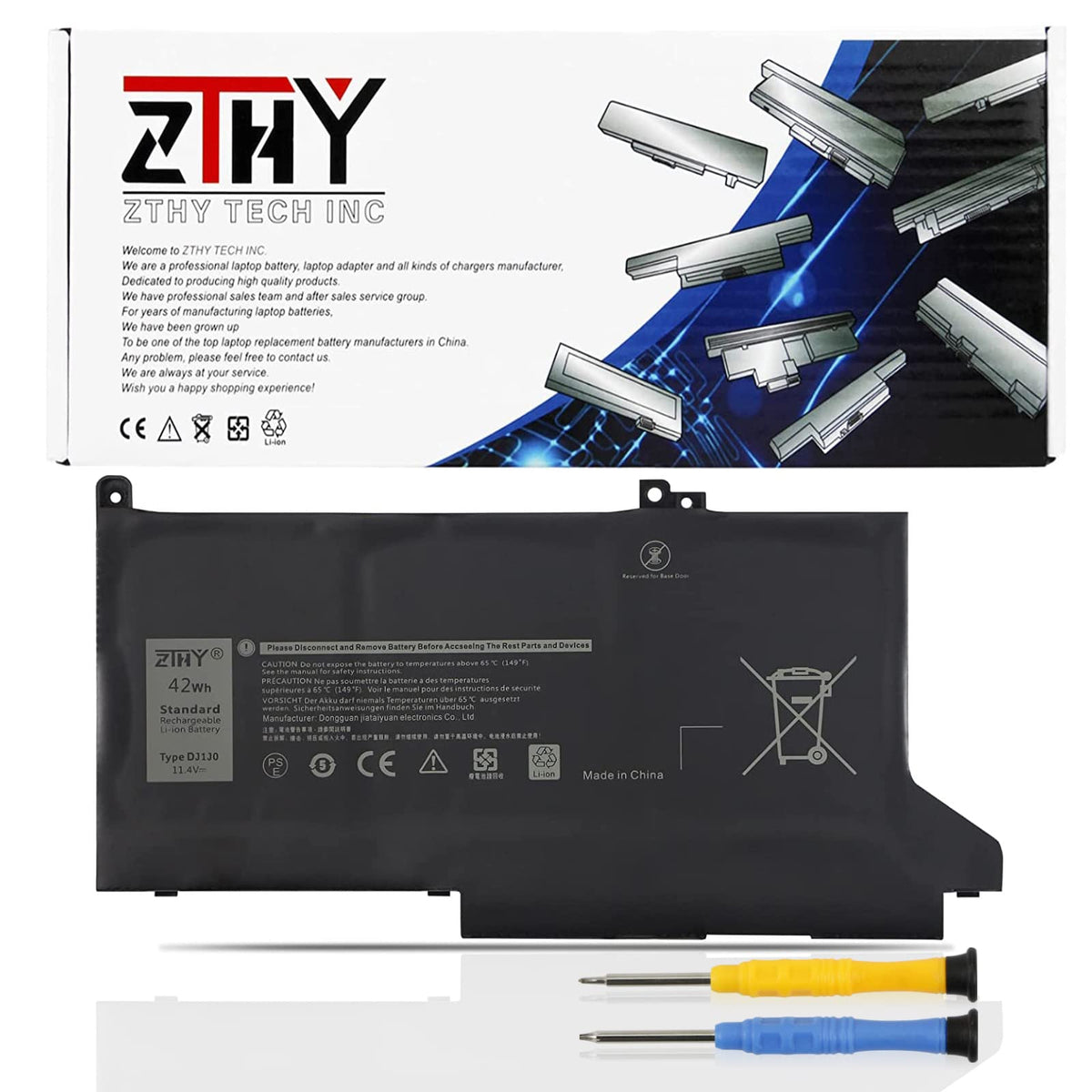 Zthy Dj1J0 42Wh 3 Cell Laptop Battery Replacement For Dell Latitude 12 7280 7290 E7280 E7290 13 7380 7390 E7380 E7390 14 7480 74
