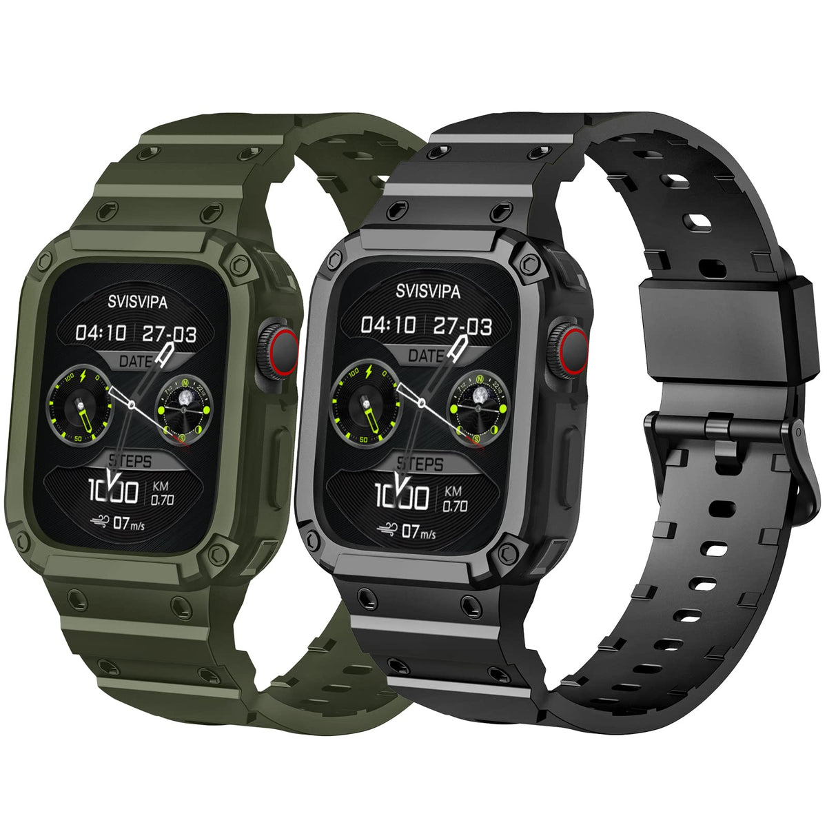 [2 Pack] Svisvipa Band With Case Compatible For Apple Watch 45Mm 44Mm 42Mm Iwatch Series 8 7 Se 6 5 4 3 2 1 Strap, Men Women Spo