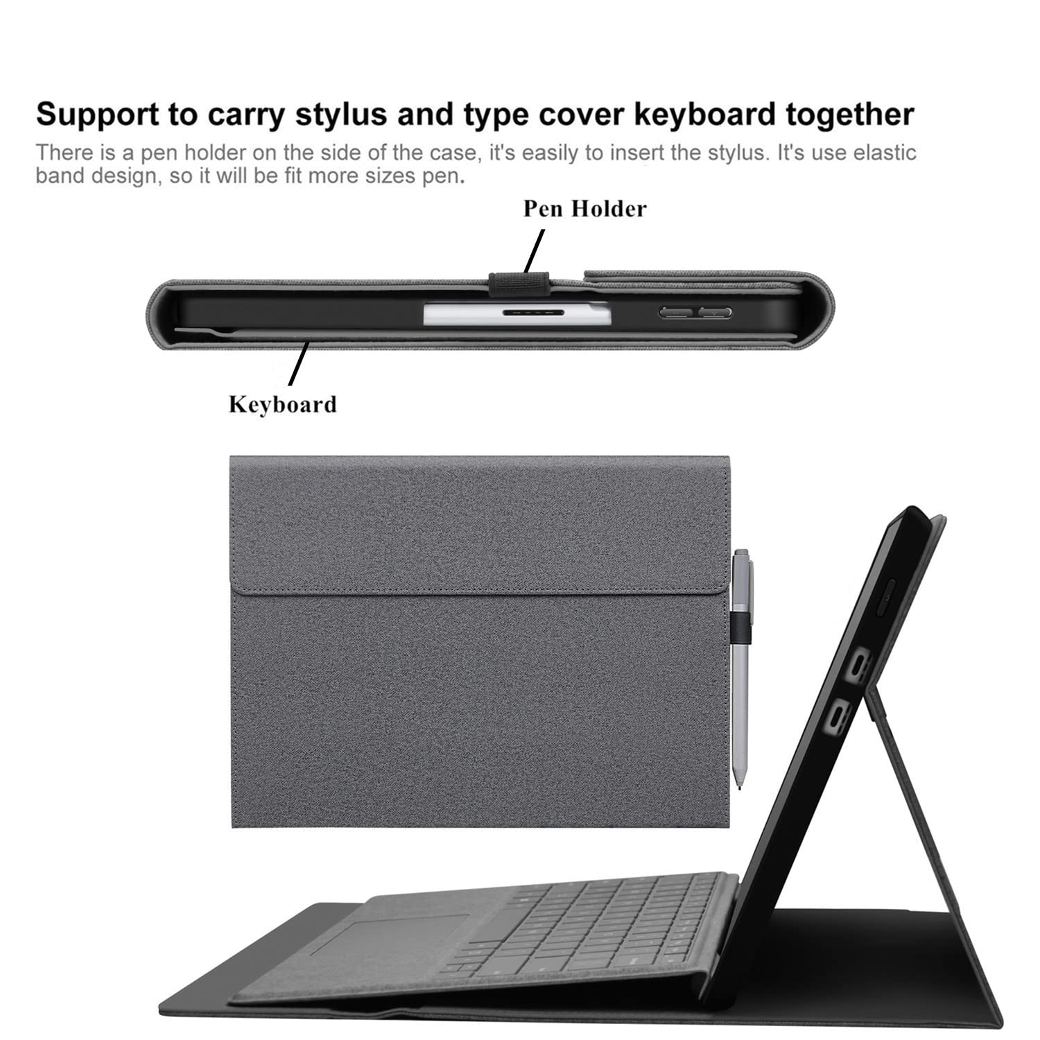 Megoo Surface Pro X Case Cover For Microsoft Surface Pro X 13 With Stylus Pen Holder Multiple Angle Adjustment Folio Stand Prote