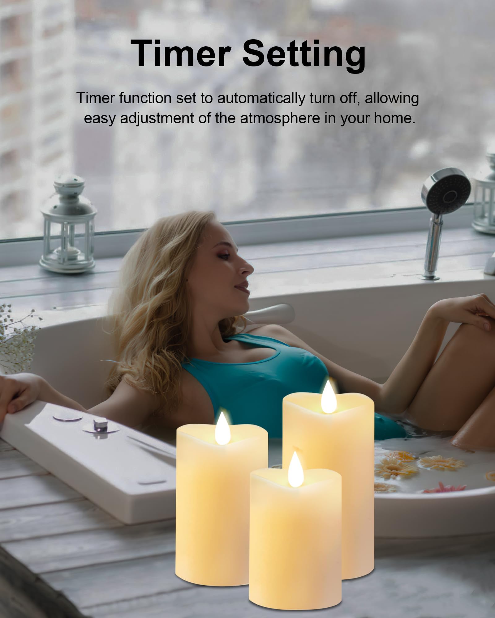 Loguide Flickering Flameless Candles With Remote Timer, Realistic 3D Moving Flame With Real Wax Pillar Led Candles,Lasting 500+H