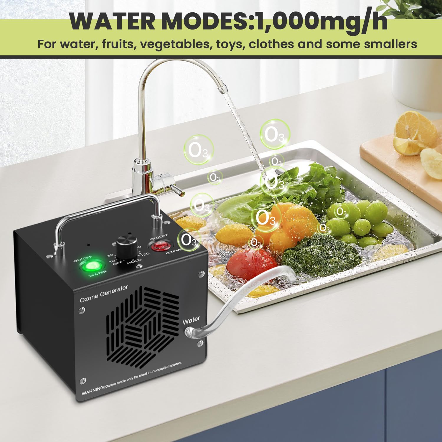 Medvoe 0Zone Generator For Water & Air   0Zone Machine 30000Mg For Car/Home/Smoke/Pet Odor, Black