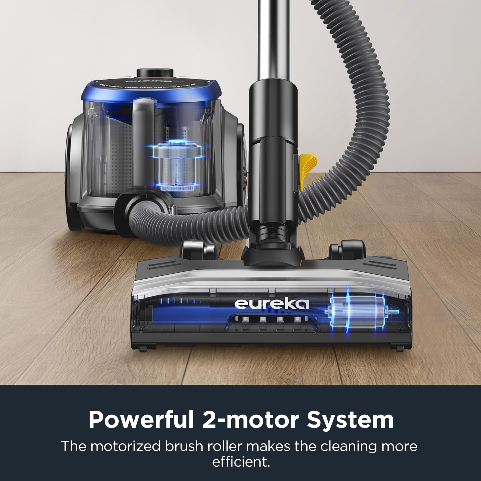 Eureka Canister Pet Friendly Cleaner For Home, Bagless Vacuum With 2 Motors, Retractable Cord, And 4 Cleaning Tools, Nen186Bl, B