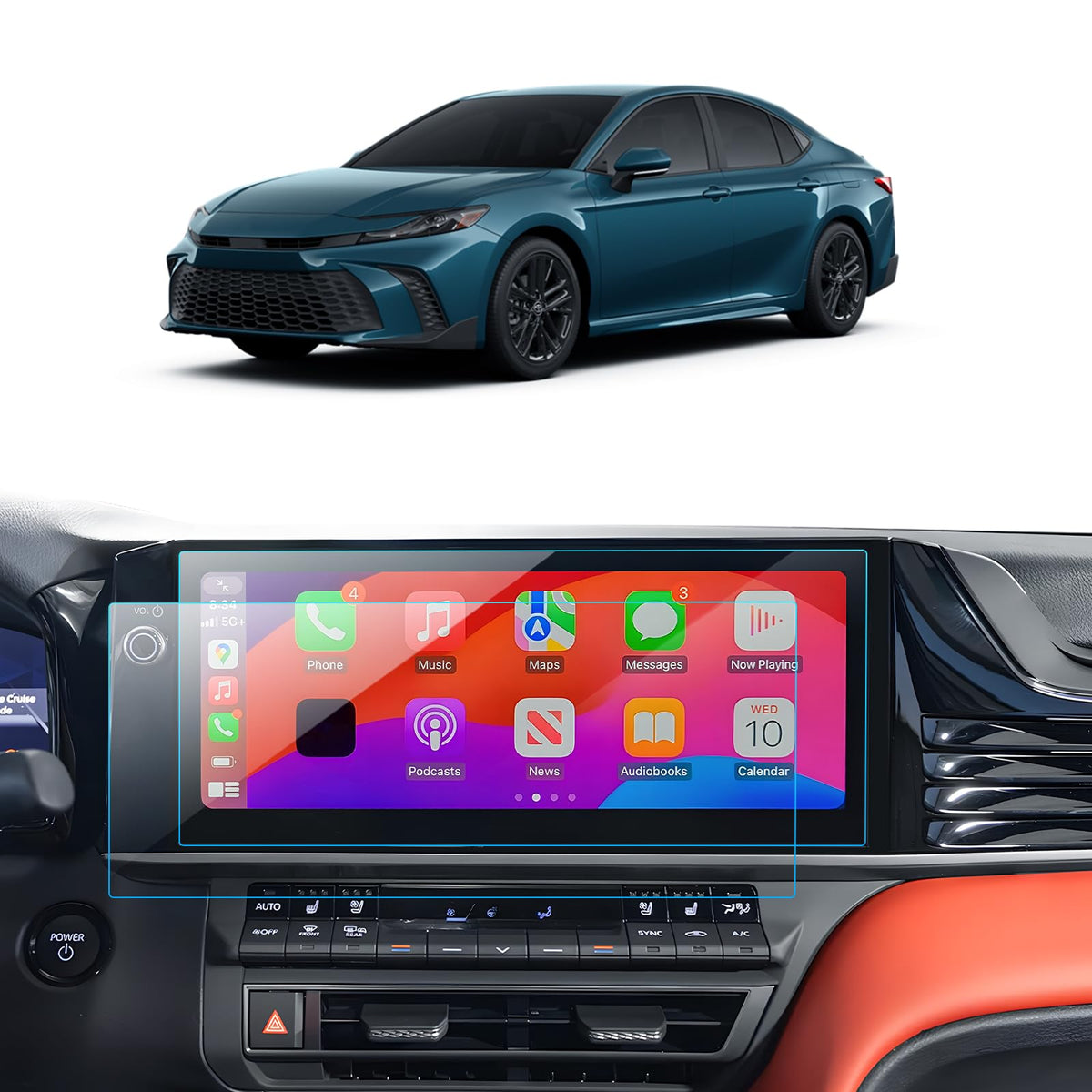 Lantu 2Pcs Car Screen Protector For 2025 Camry Xle/Xse, Camry Hybrid Xv80 Accessories Navigation Nano Touchscreen Protector Film