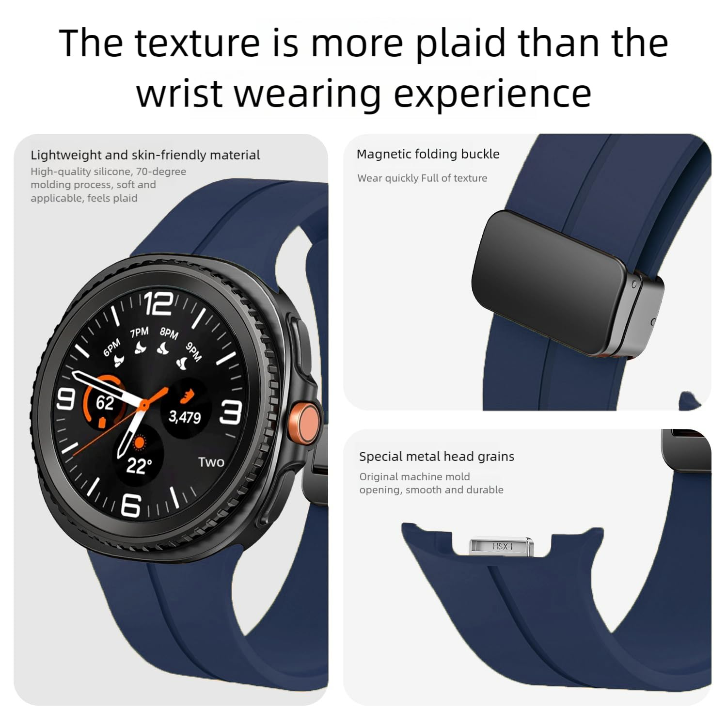 Sodhad Magnetic Band Compatible With Samsung Galaxy Watch 8 Classic 46Mm Soft Silicone Magnet Adjustable Classic Wristbands For