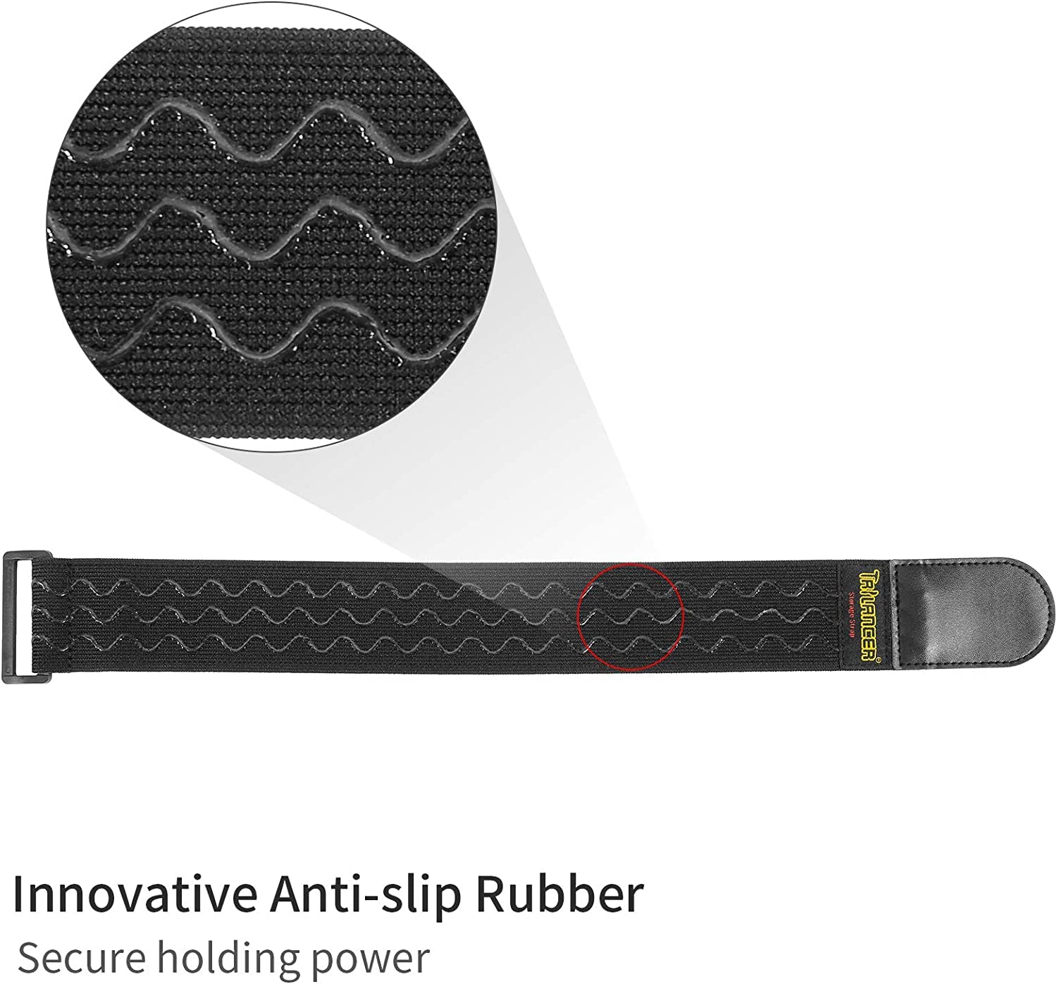 Trilancer Elastic Cinch Straps With Anti Slip Strips, 2' X 18'(4 Pack) Hook And Loop Storage Straps With Buckle, Bundling Straps For Extension Cords, Cables, Ropes, Hoses, Bike, Boat, Pant Garters