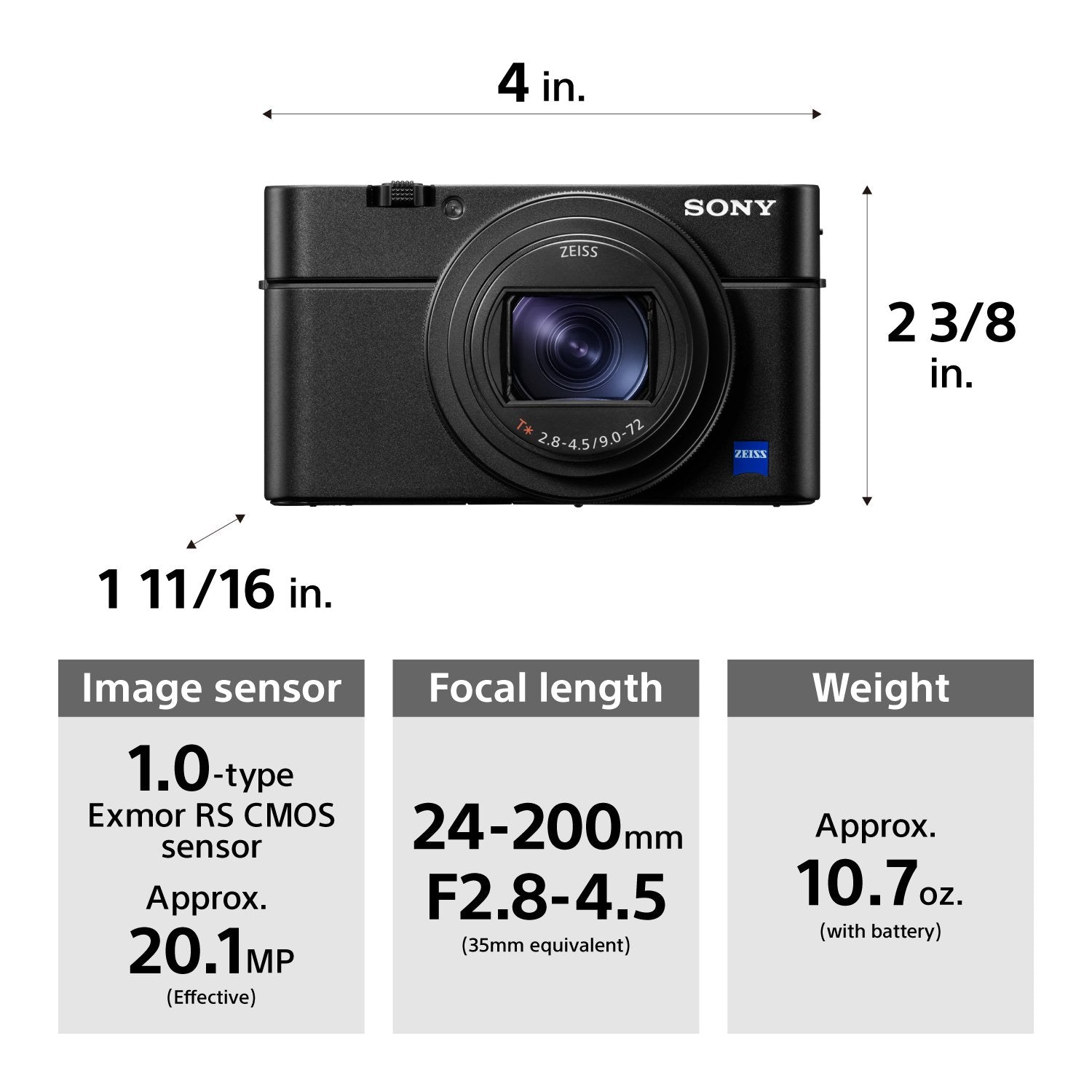 Sony Rx100 Vi 20.1 Mp Premium Compact Digital Camera W/ 1-Inch Sensor, 24-200Mm Zeiss Zoom Lens And Pop-Up Oled Evf