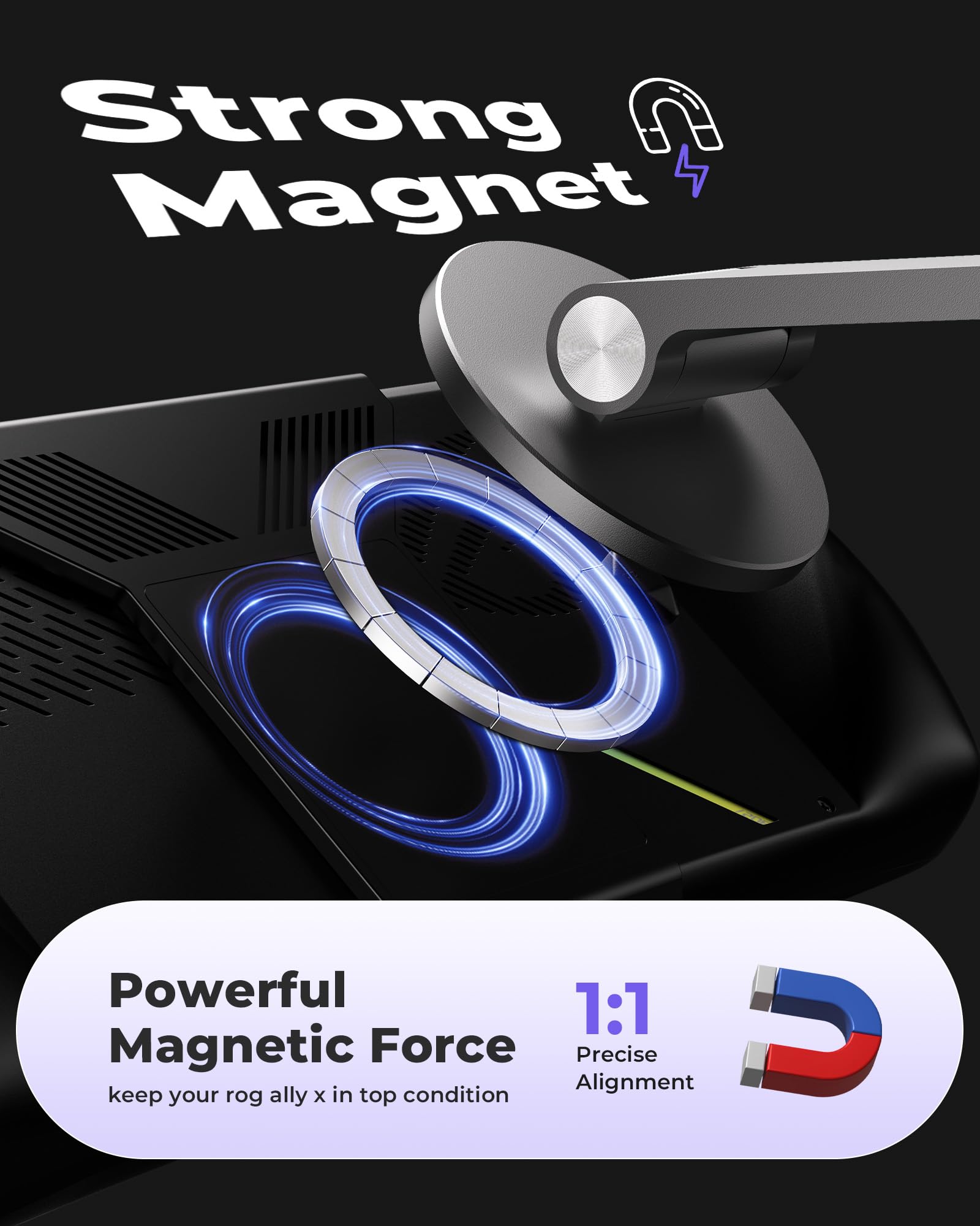 Antank Foldable Magnetic Stand For Rog Ally X, Aluminum Alloy Adjustable Angle Height Iphone Stand For Desk, Portable Desktop Ho