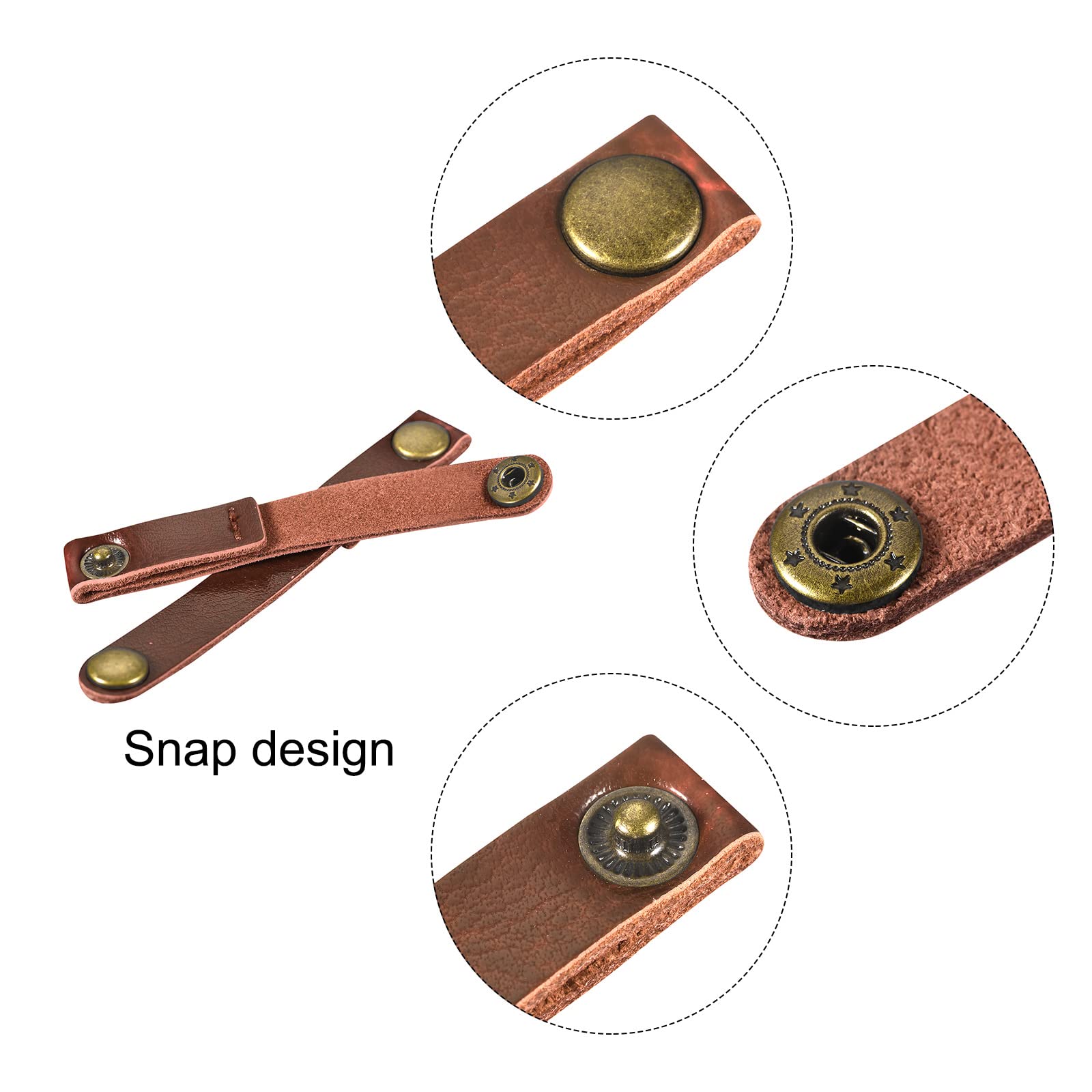 Meccanixity Pack Of 10 Leather Cable Straps Cord Organizer 90X12Mm Portable Cable Leather Clips Light Brown Earphone Cord Manage
