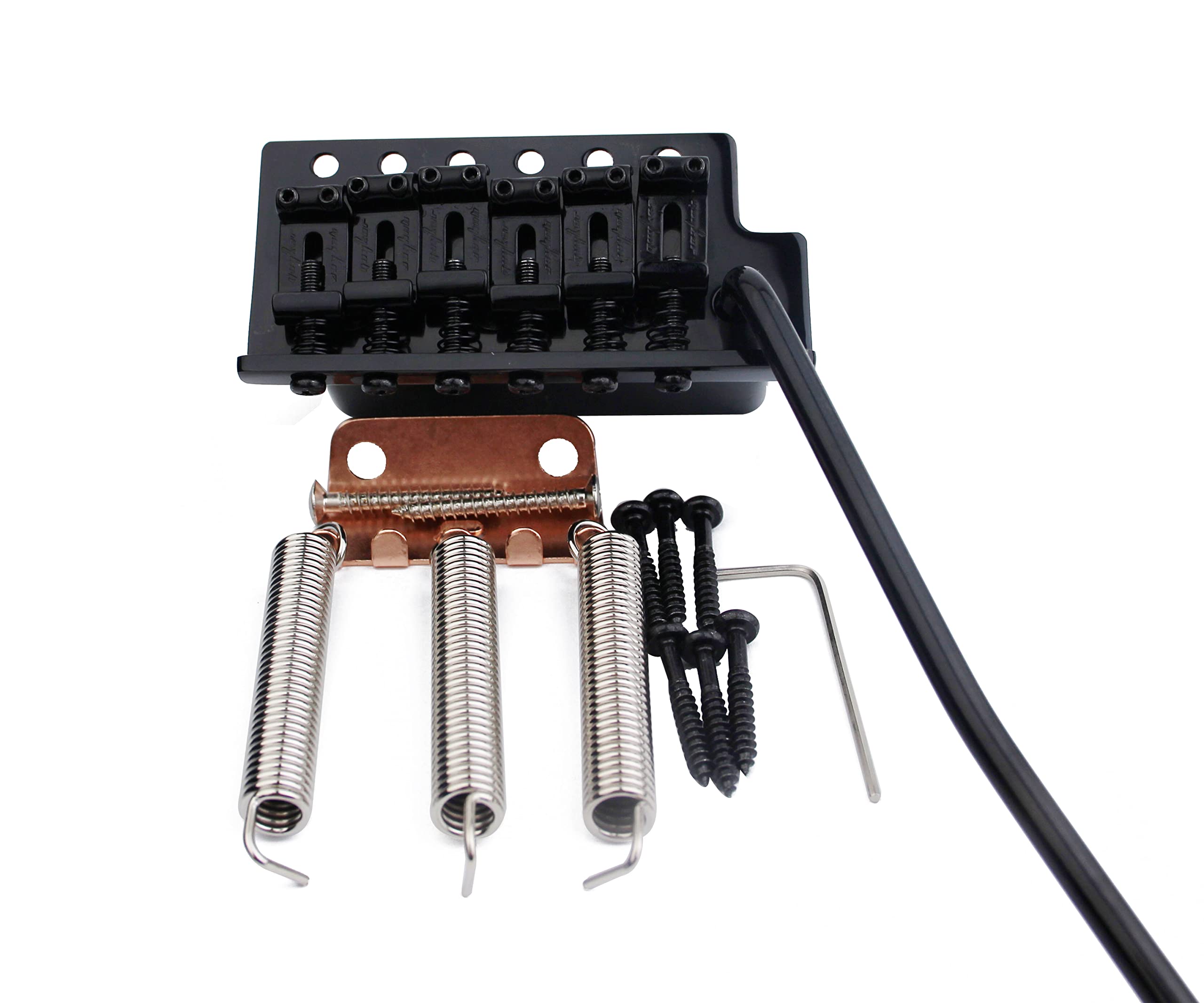 Guyker Tremolo Bridge Vintage Bent Steel Saddles And Zinc Block Compatible With Start St Electric Guitar (Gg 1004, Black)