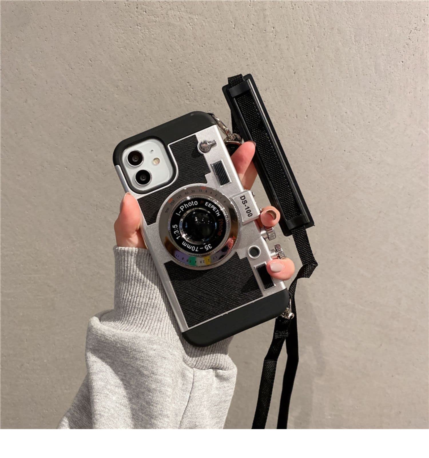 Unnfiko Emily In Paris Phone Cases For Iphone 15 Pro Max, Cute Camera Design, 3D Vintage Camera Cover Phone Case With Wrist Stra