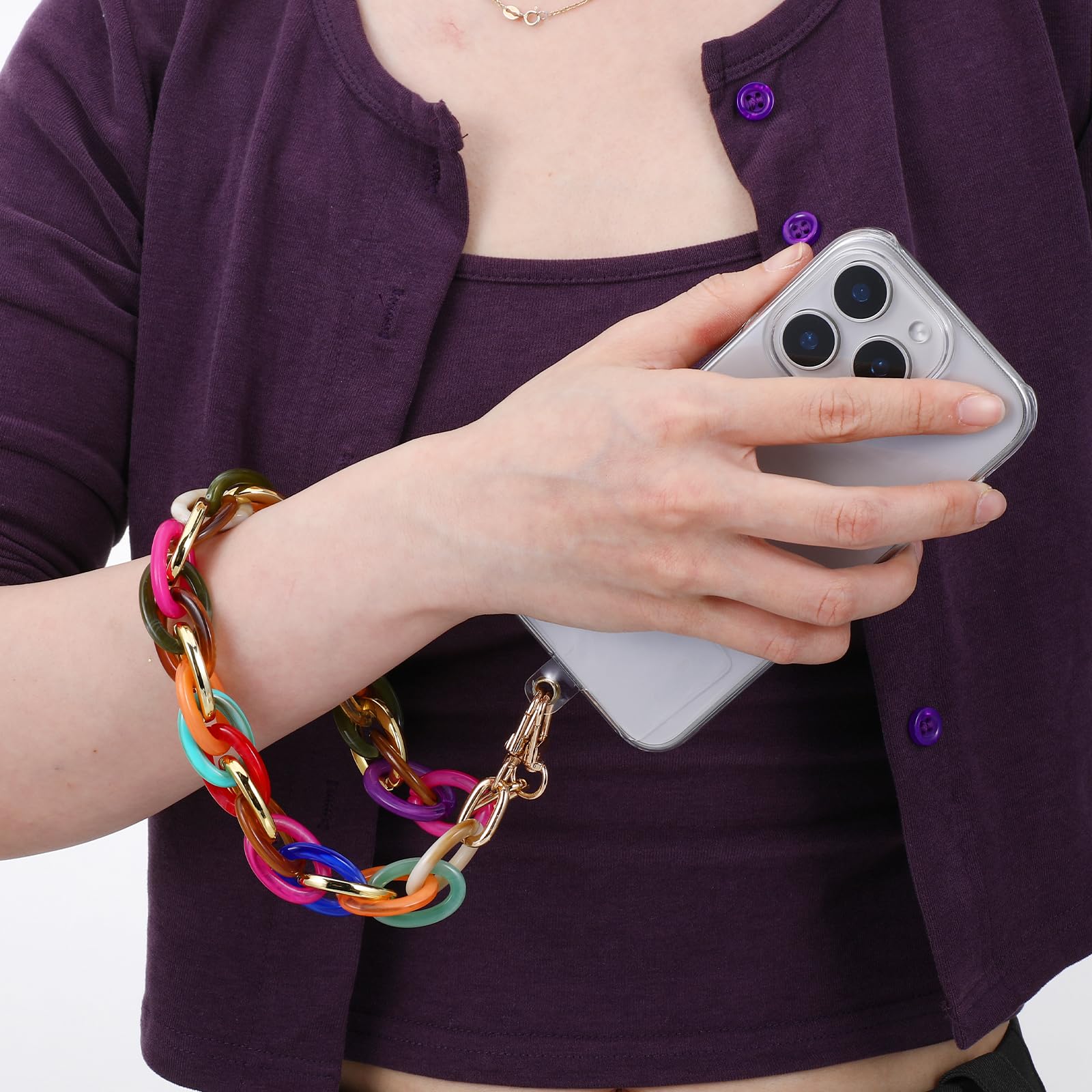 Ymapinc Acrylic Cell Phone Chain Strap For Women - Detachable Cell Phone Accessories With Tether Tab Wrist Strap Lanyard - Gradi