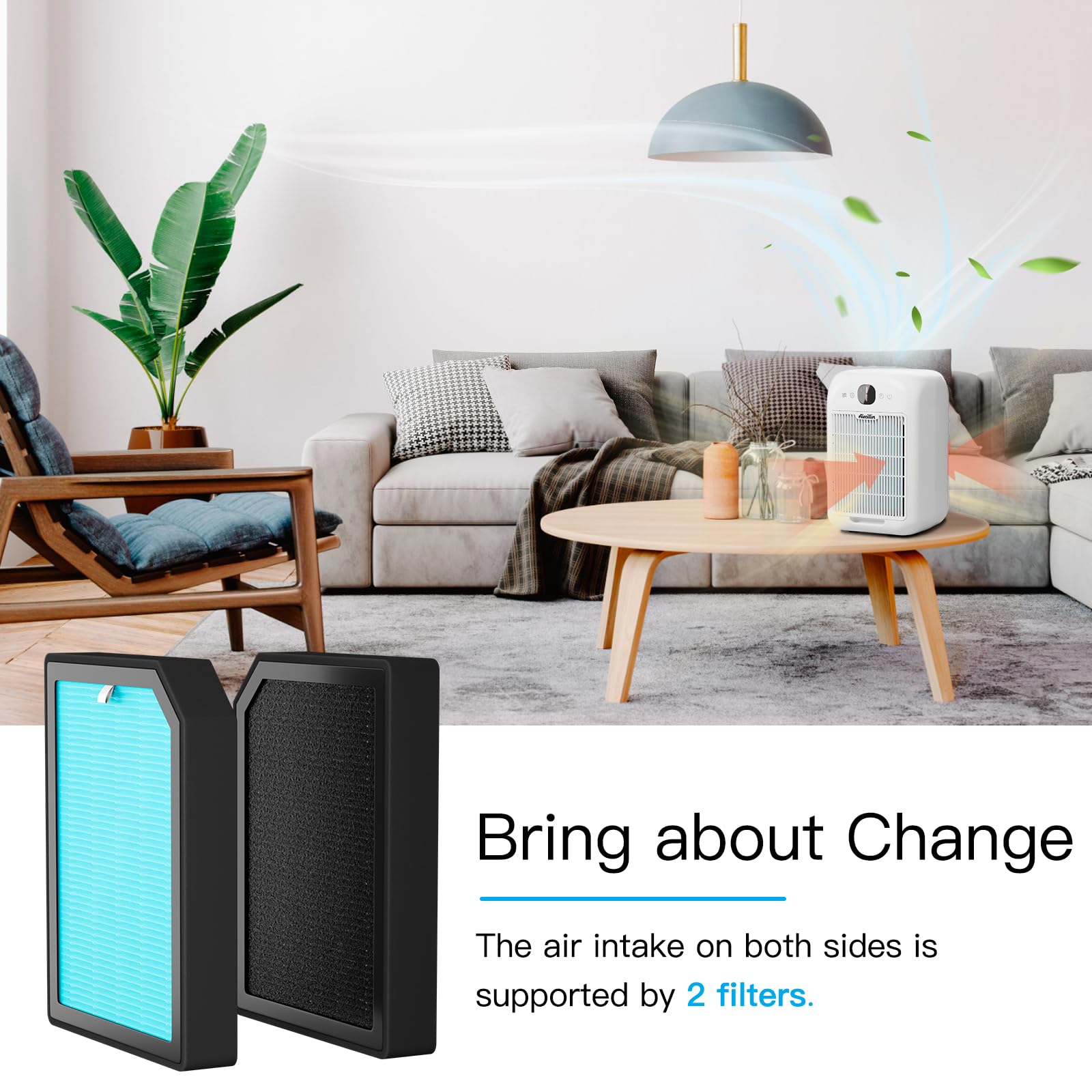 Aircillin Air Purifier Ap1501 Replacement Filters 4 Pack, H13 True Hepa Filter, Activated Carbon Filter(Ap1501)