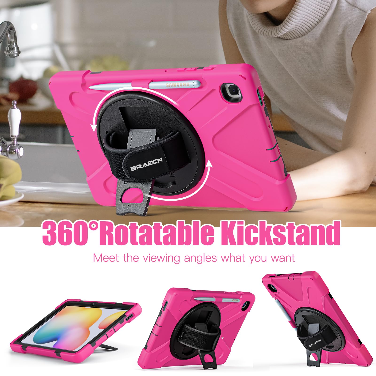 Braecnstock For Samsung Galaxy Tab S6 Lite Case 10.4 Inch 2024/2022/2020 (Sm P620/P610/P615/P619) Shockproof Protective S6 Lite