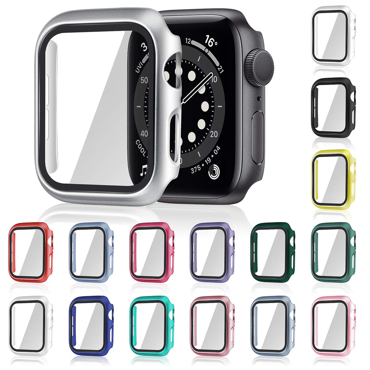 16 Pieces Watch Case Screen Protector Smart Watch Cover Iwatch Protective Case Matte Pc Hard Cover Compatible With Smart Iwatch