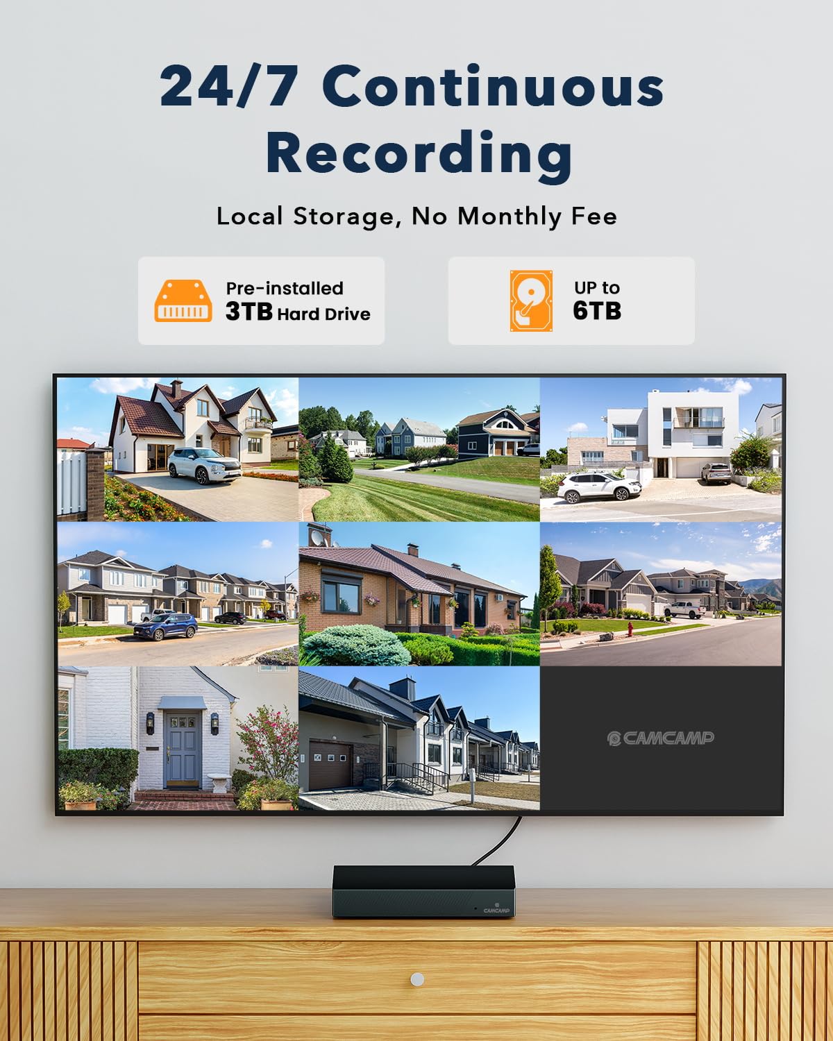 Camcamp 5Mp 8Ch Home Security Camera System, 4Pcs Wired 5Mp Poe Cameras For Home Security Outdoors, Auto Tracking, 2 Way Audio,