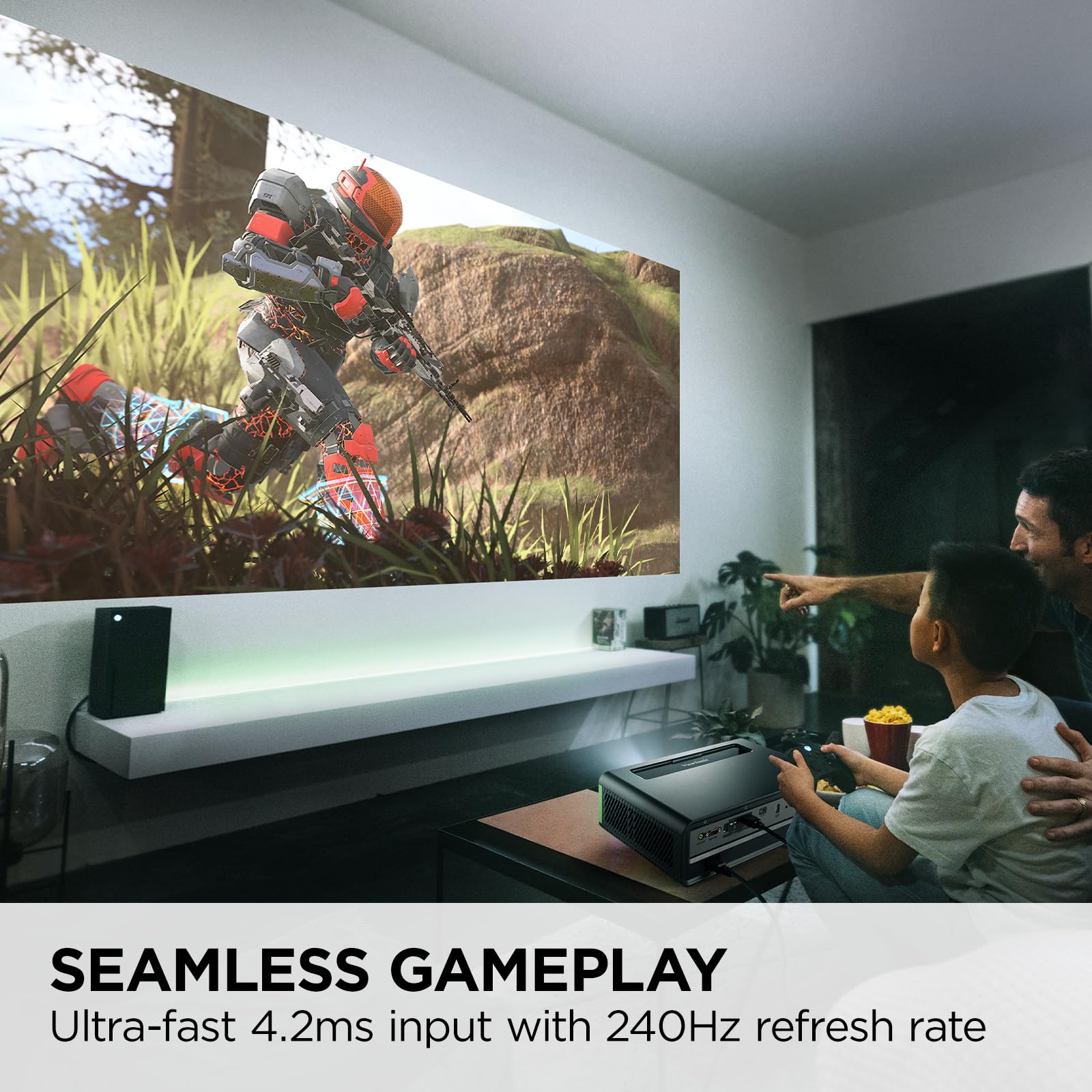 ViewSonic X2-4K Short Throw Projector for Xbox - 4K UHD, 240Hz, 1.2x Zoom, HDR, Black