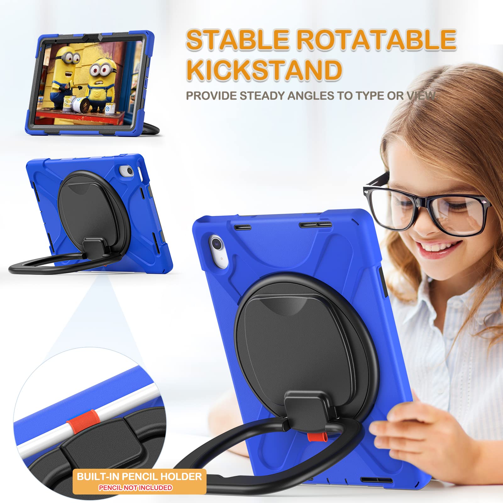 Braecn Case For Ipad 10Th Generation 2022 10.9 Inch A2696 A2757 A2777 Rugged Silicone Cover For Ipad 10Th Gen W/Pencil Holder/Sw